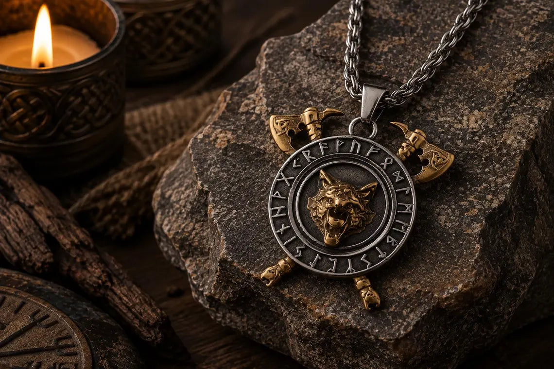 Viking style wolf necklace