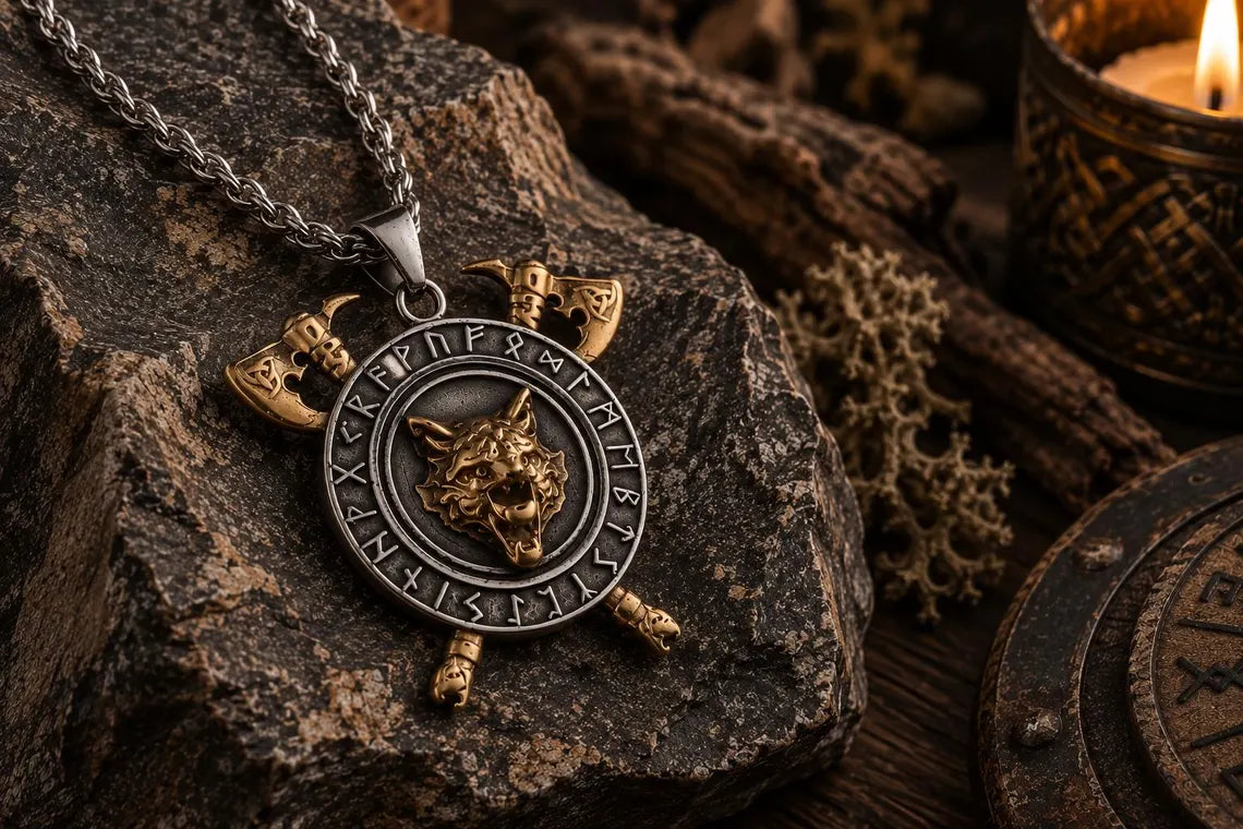 Viking style wolf necklace