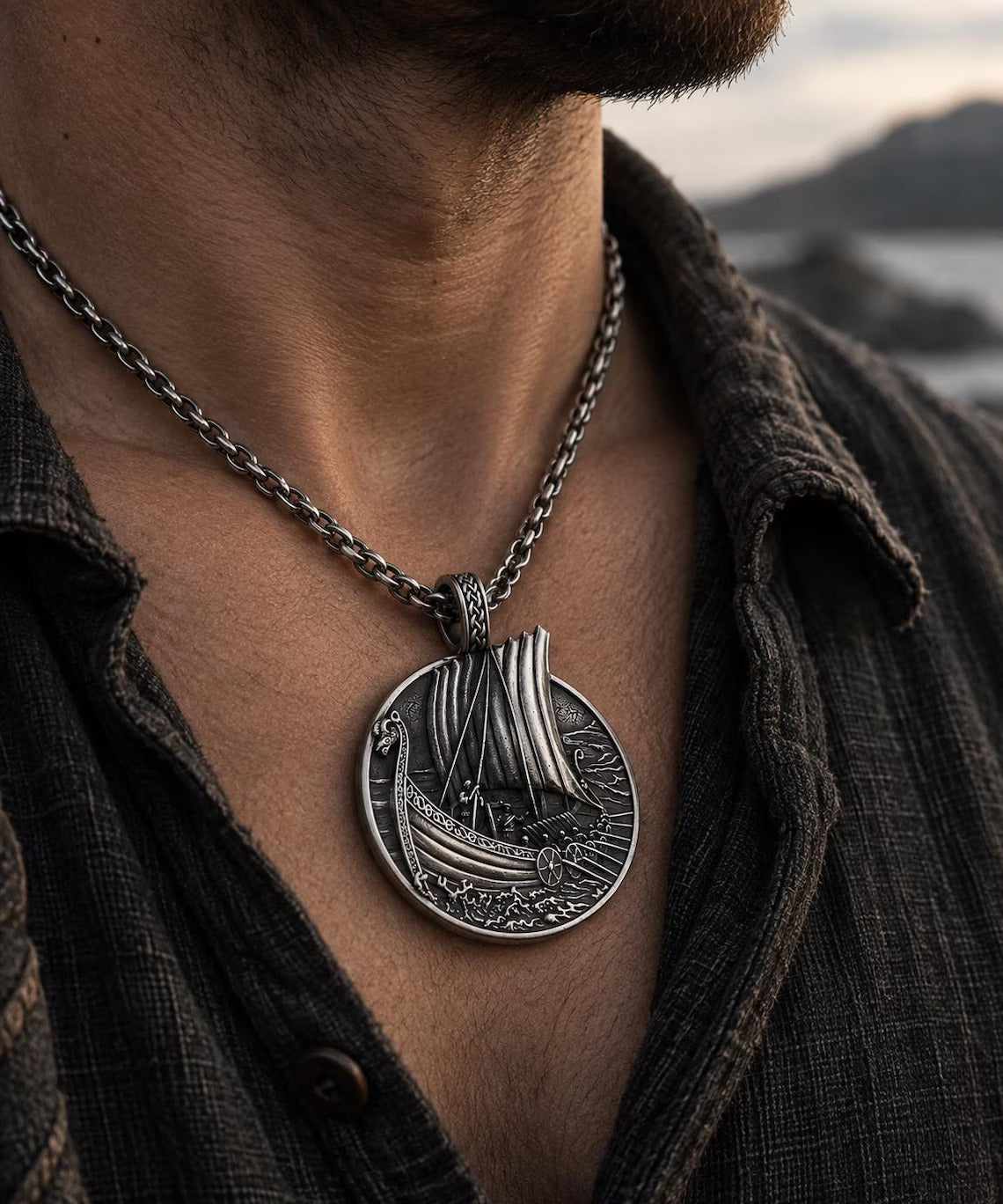 Viking ship pendant
