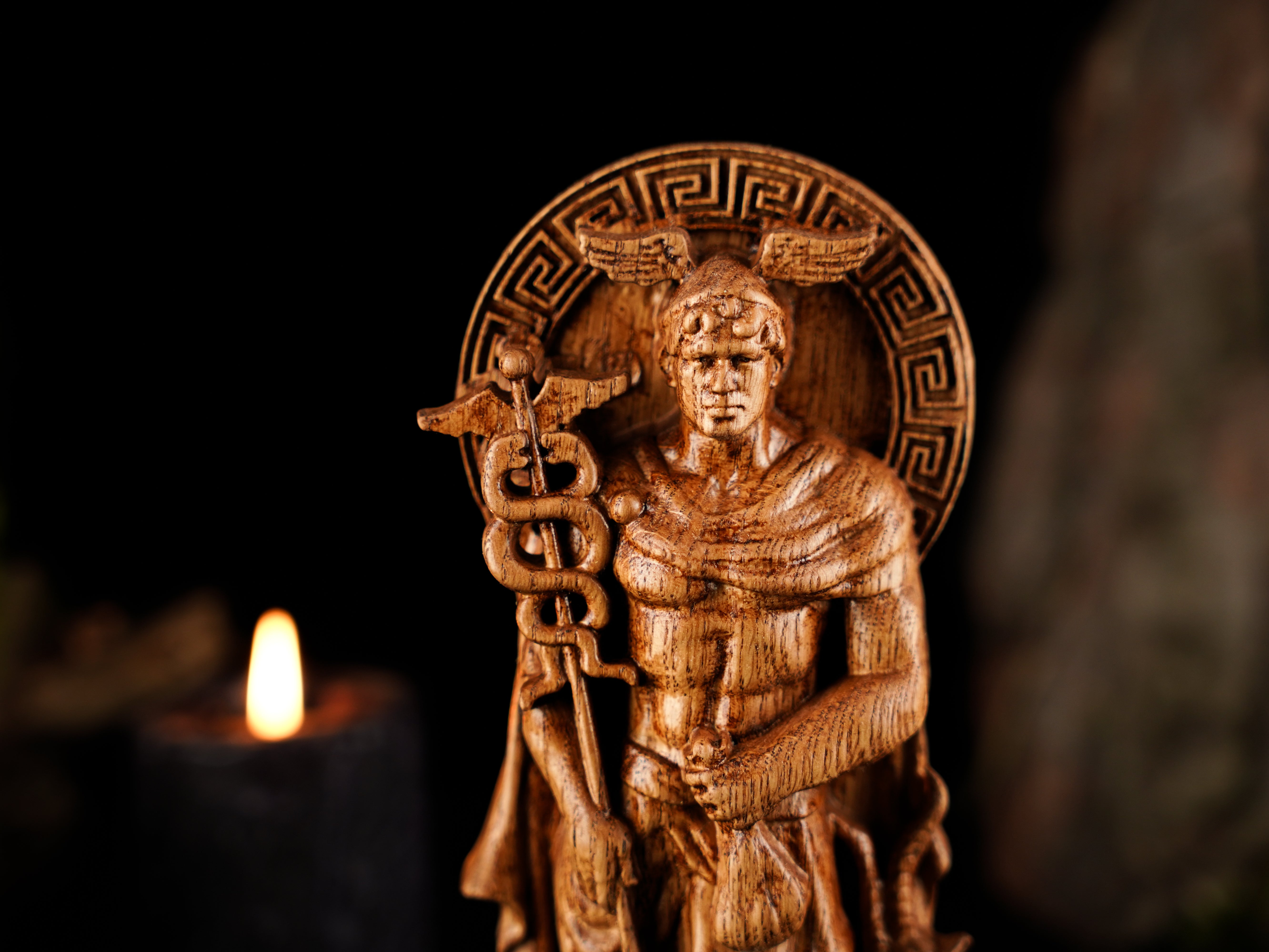 Oak Hermes Statue