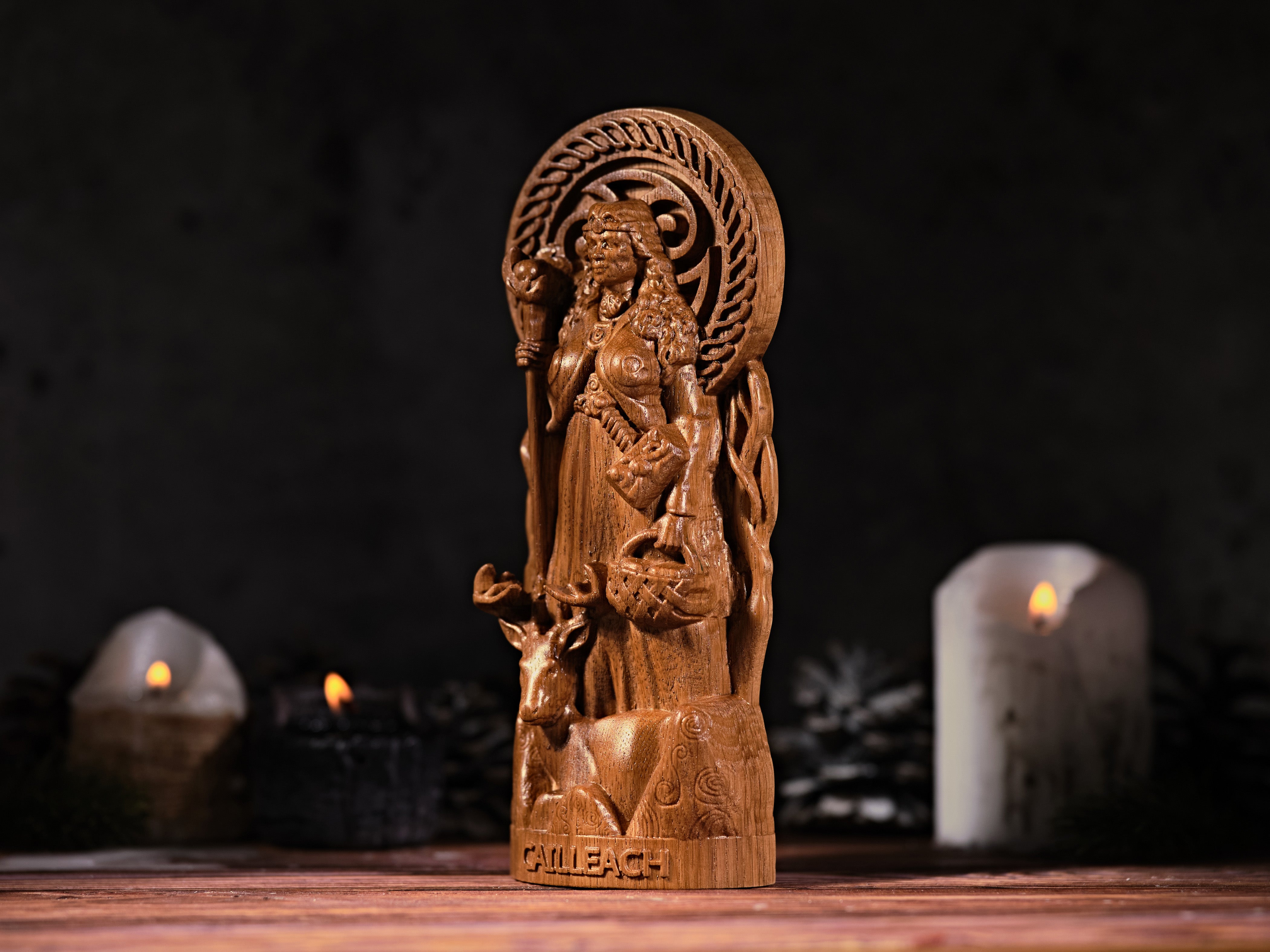 Oak Cailleach Celtic statue