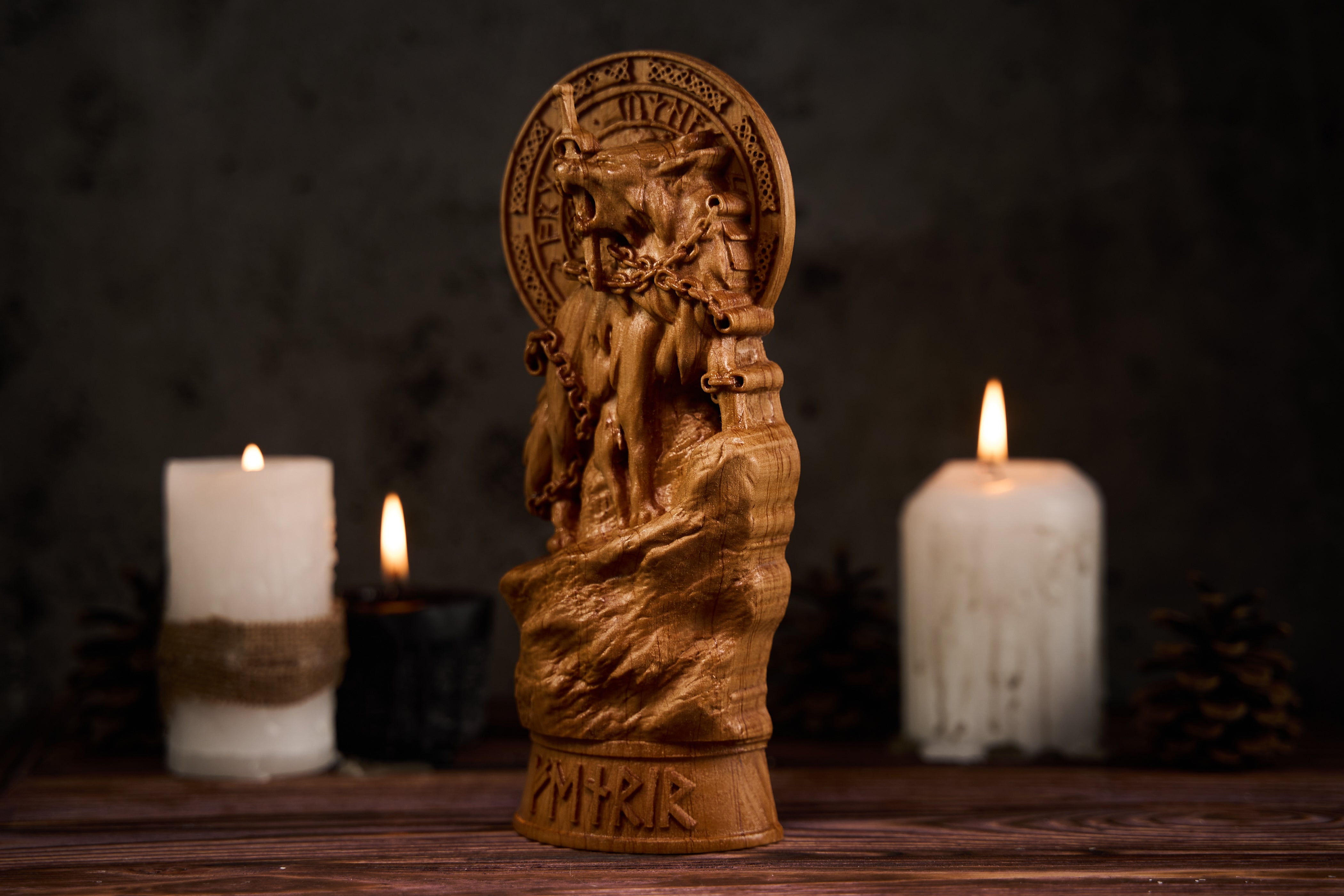Oak Fenrir Norse Statue
