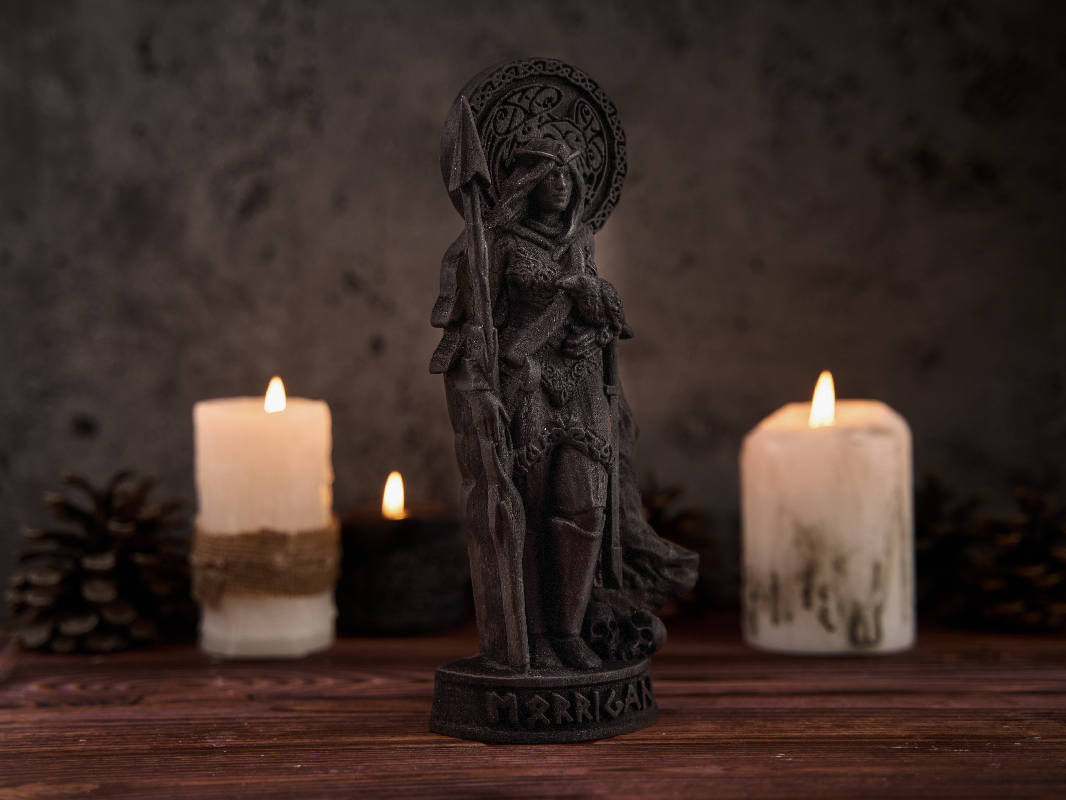 Oak Morrigan Black Celtic statue