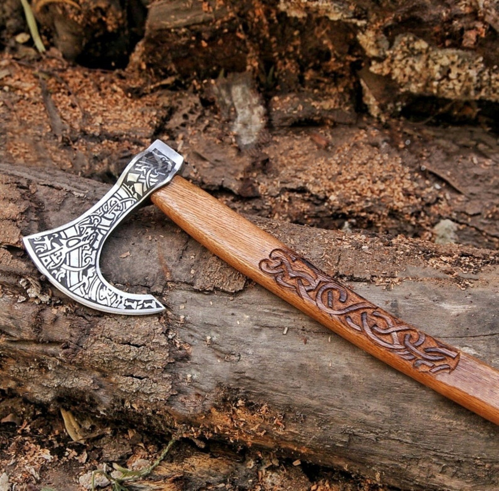 Etched viking axe