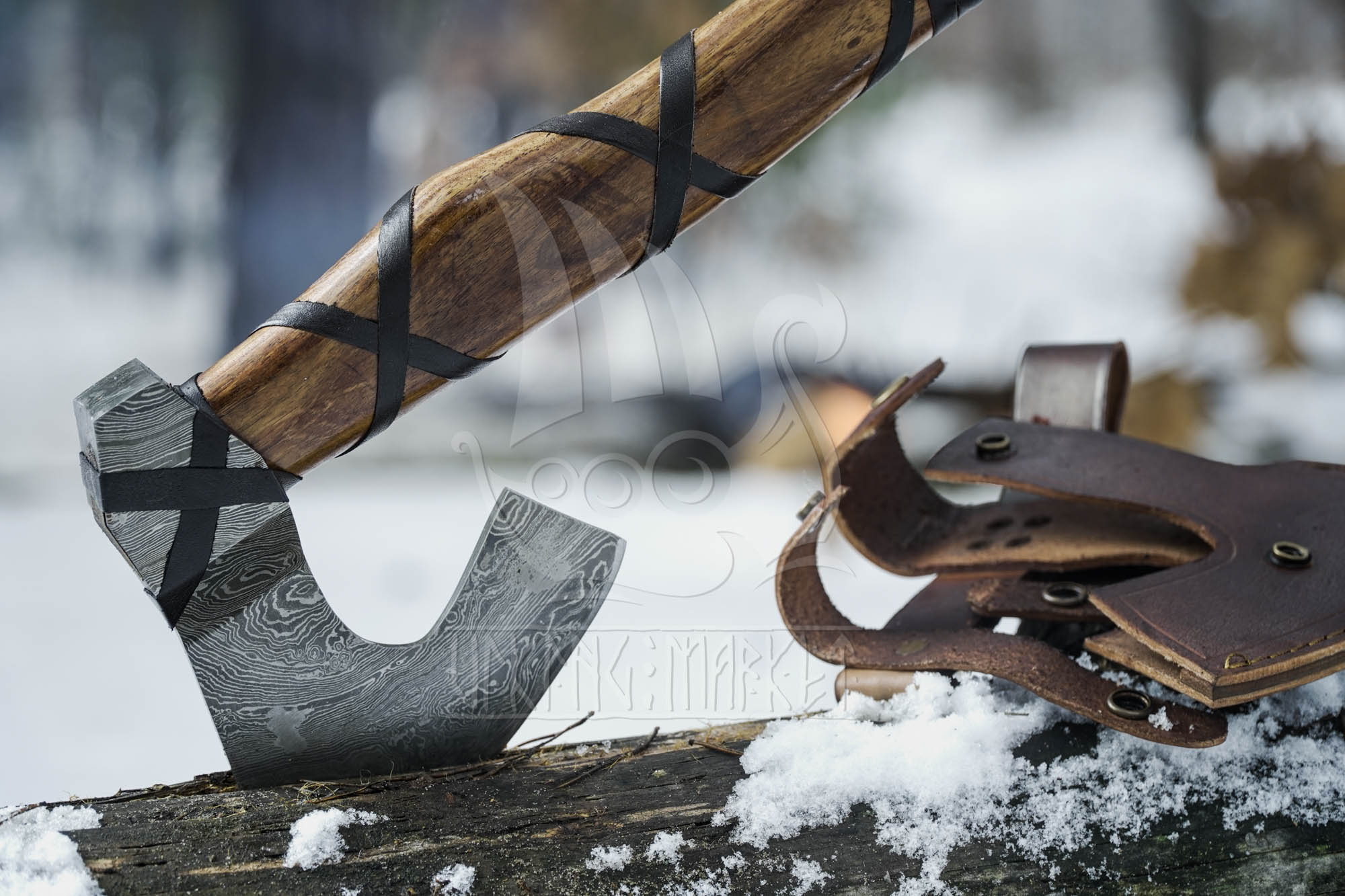 Customized Bearded Damascus axe • Shipping from the USA