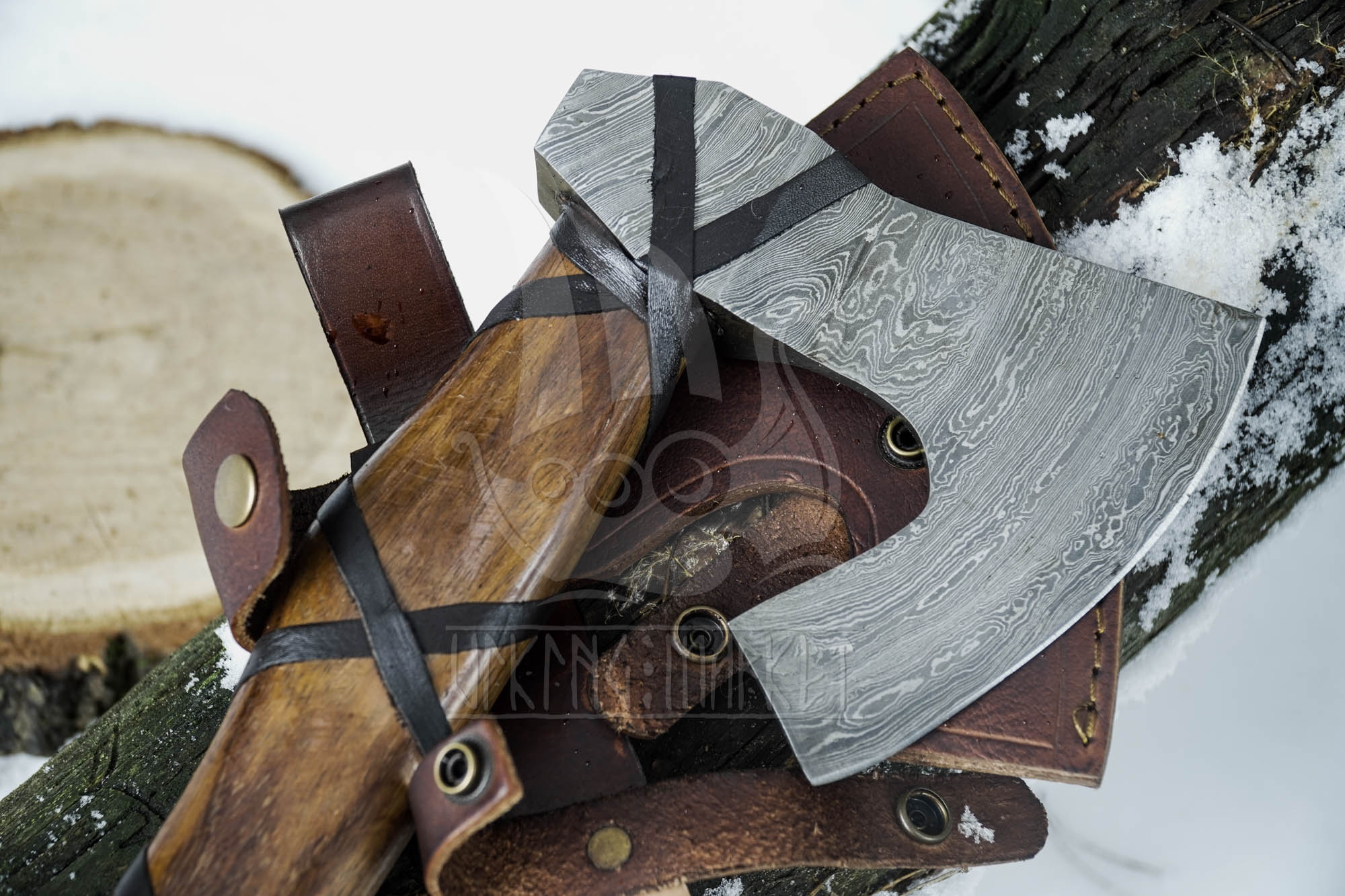 Customized Bearded Damascus axe • Shipping from the USA