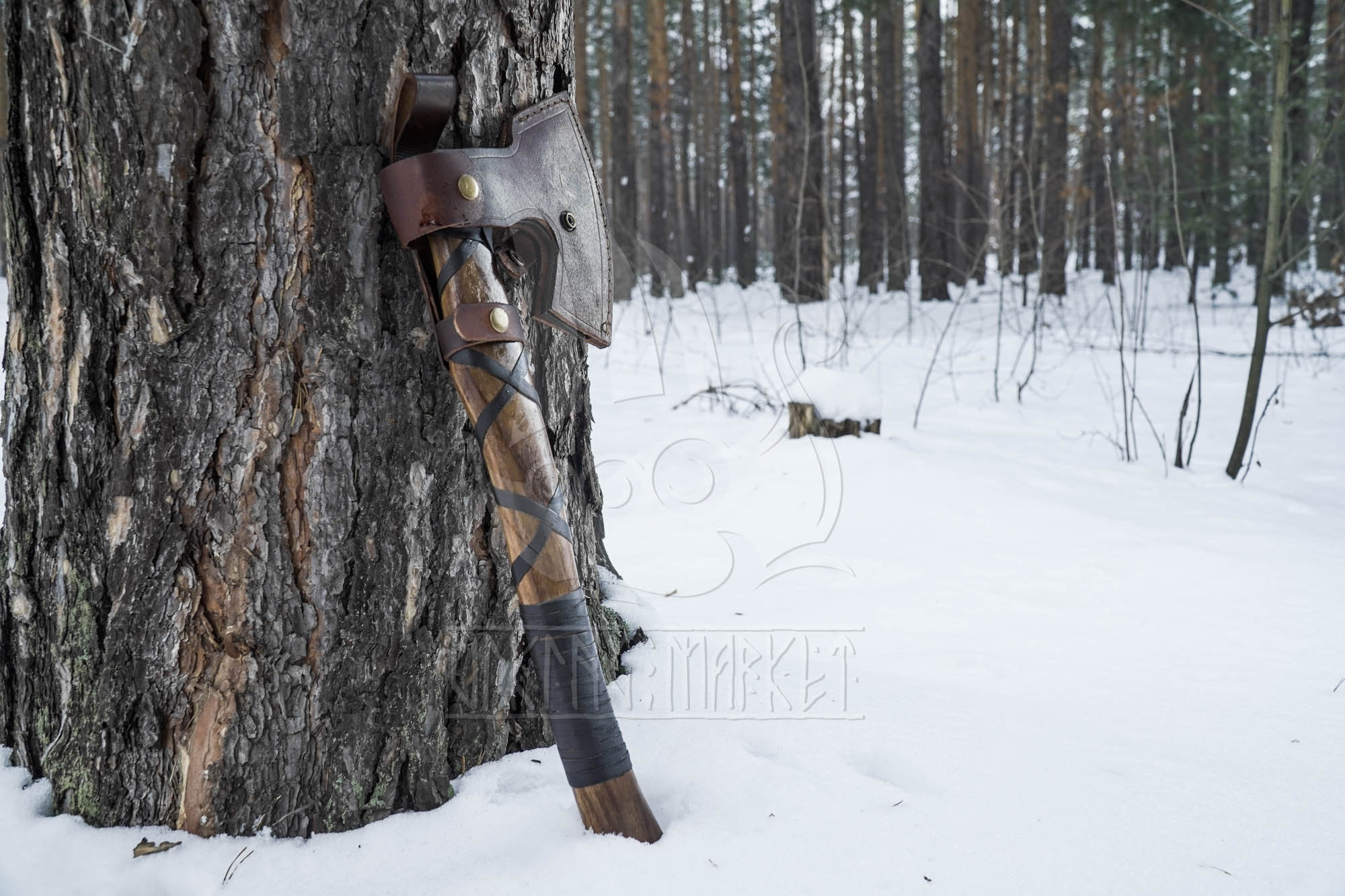Customized Bearded Damascus axe • Shipping from the USA