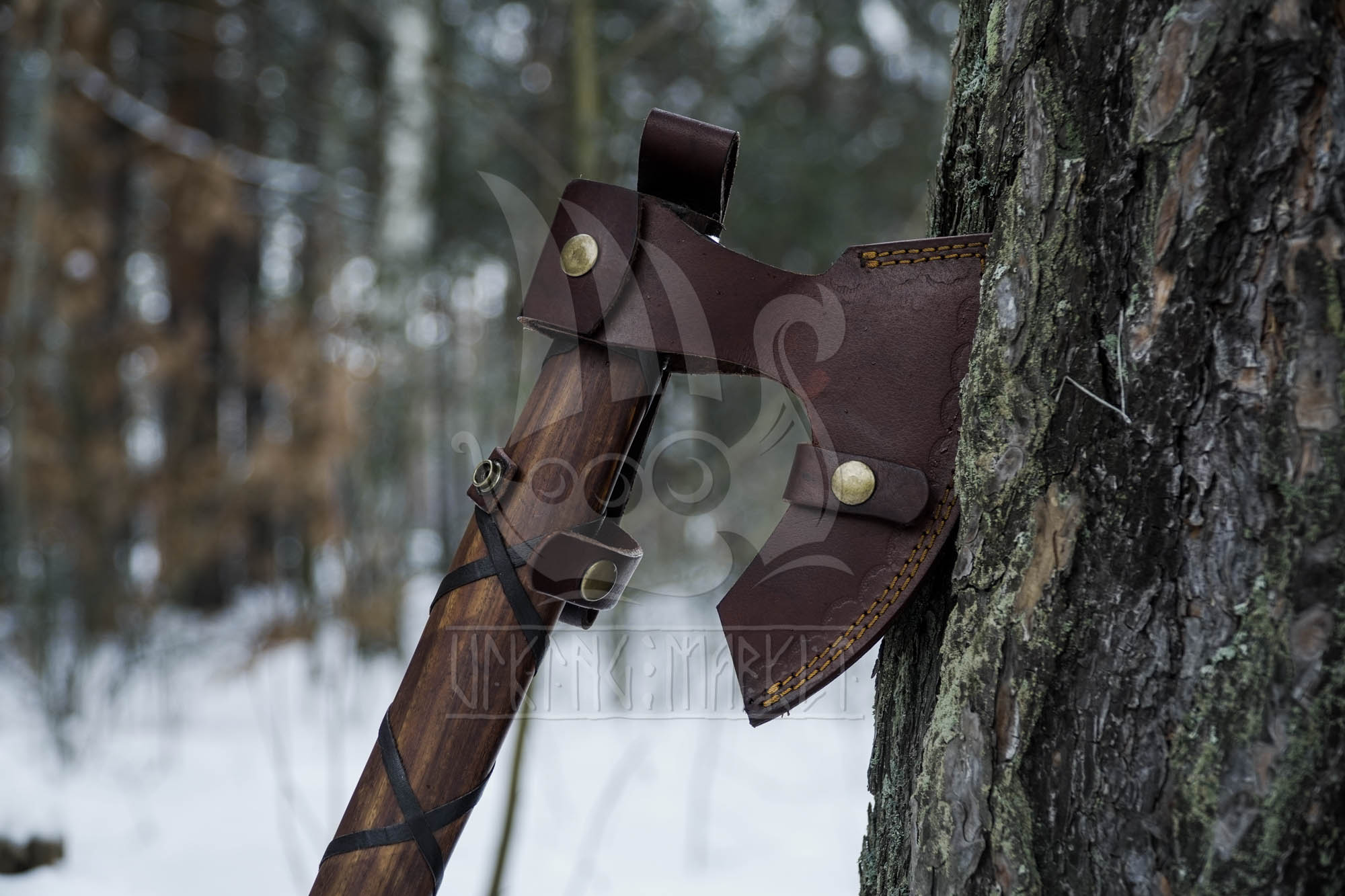 Forged axe with sheath