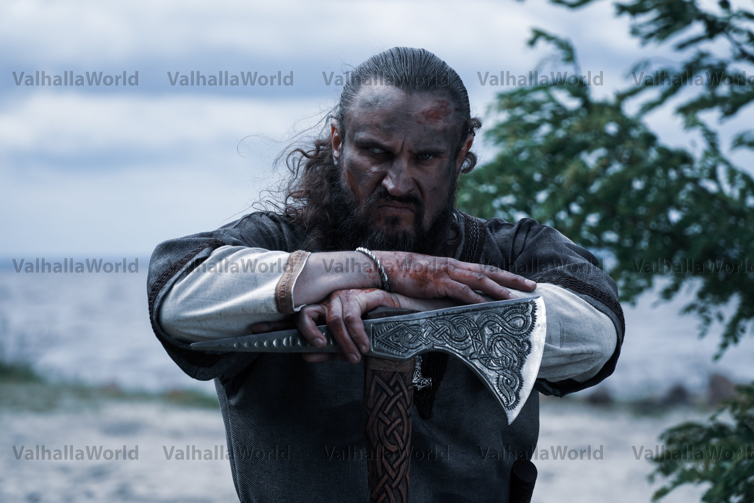 Engraved large viking axe