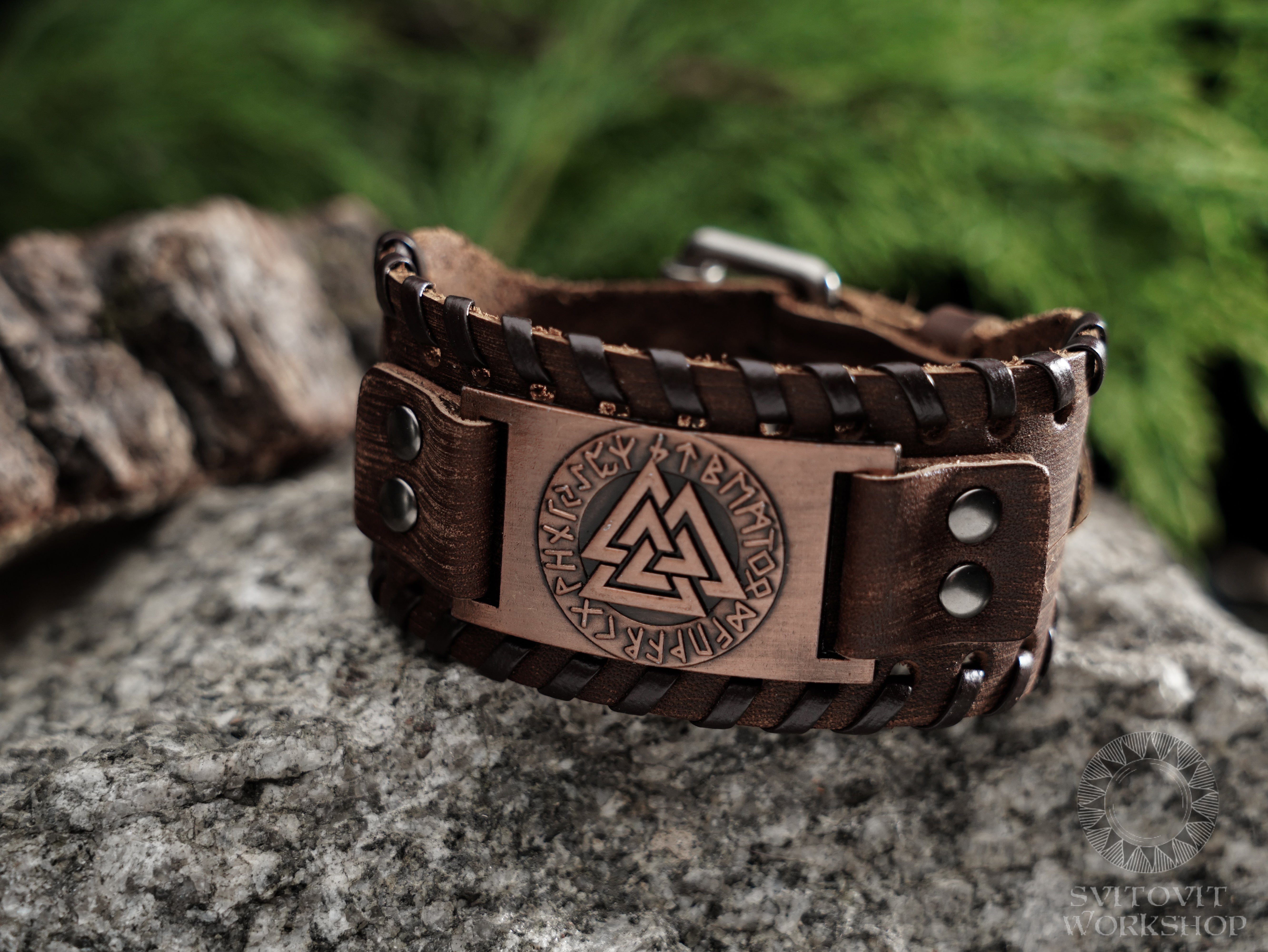 Leather norse bangle