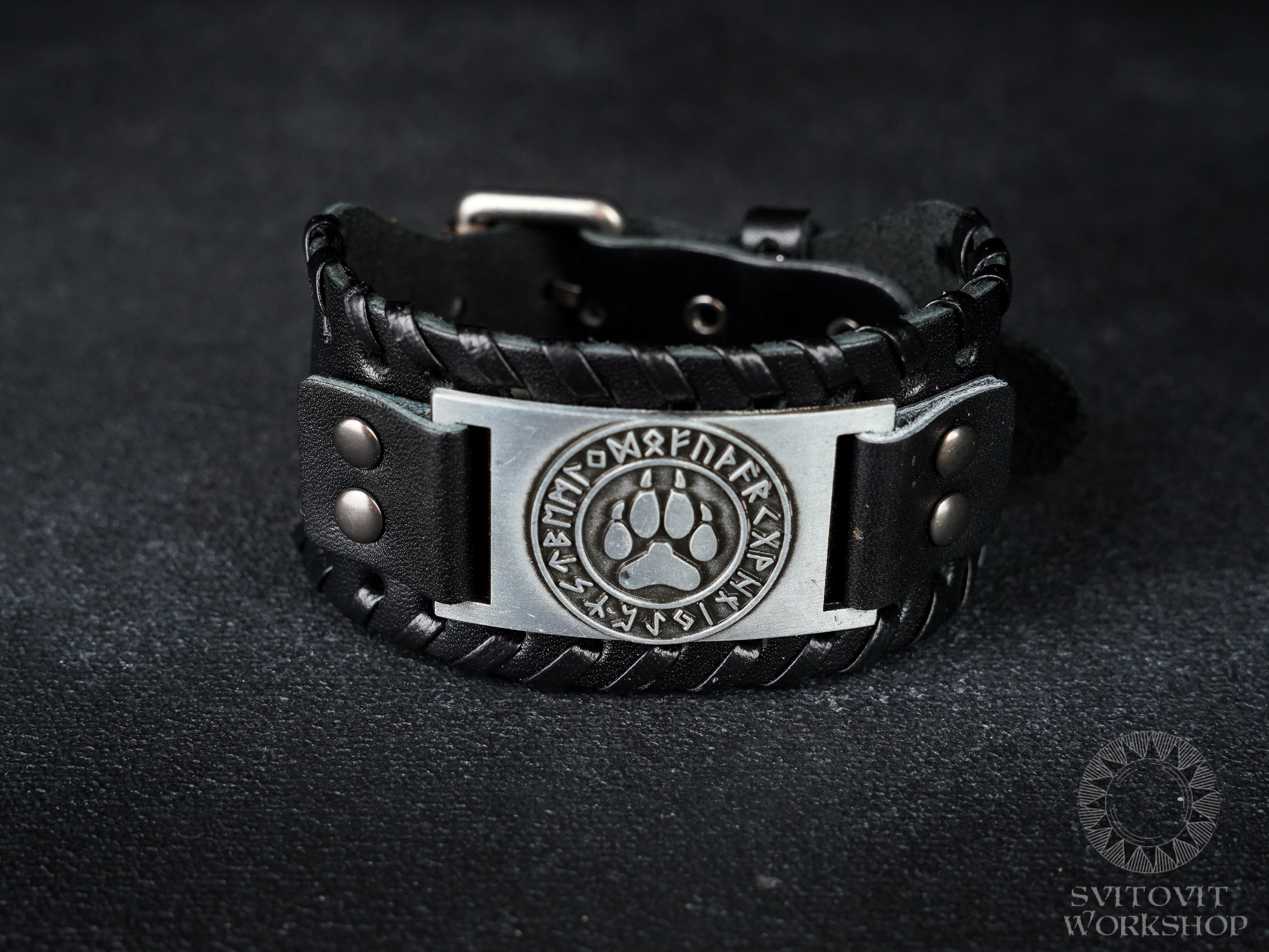 Leather viking bracelet