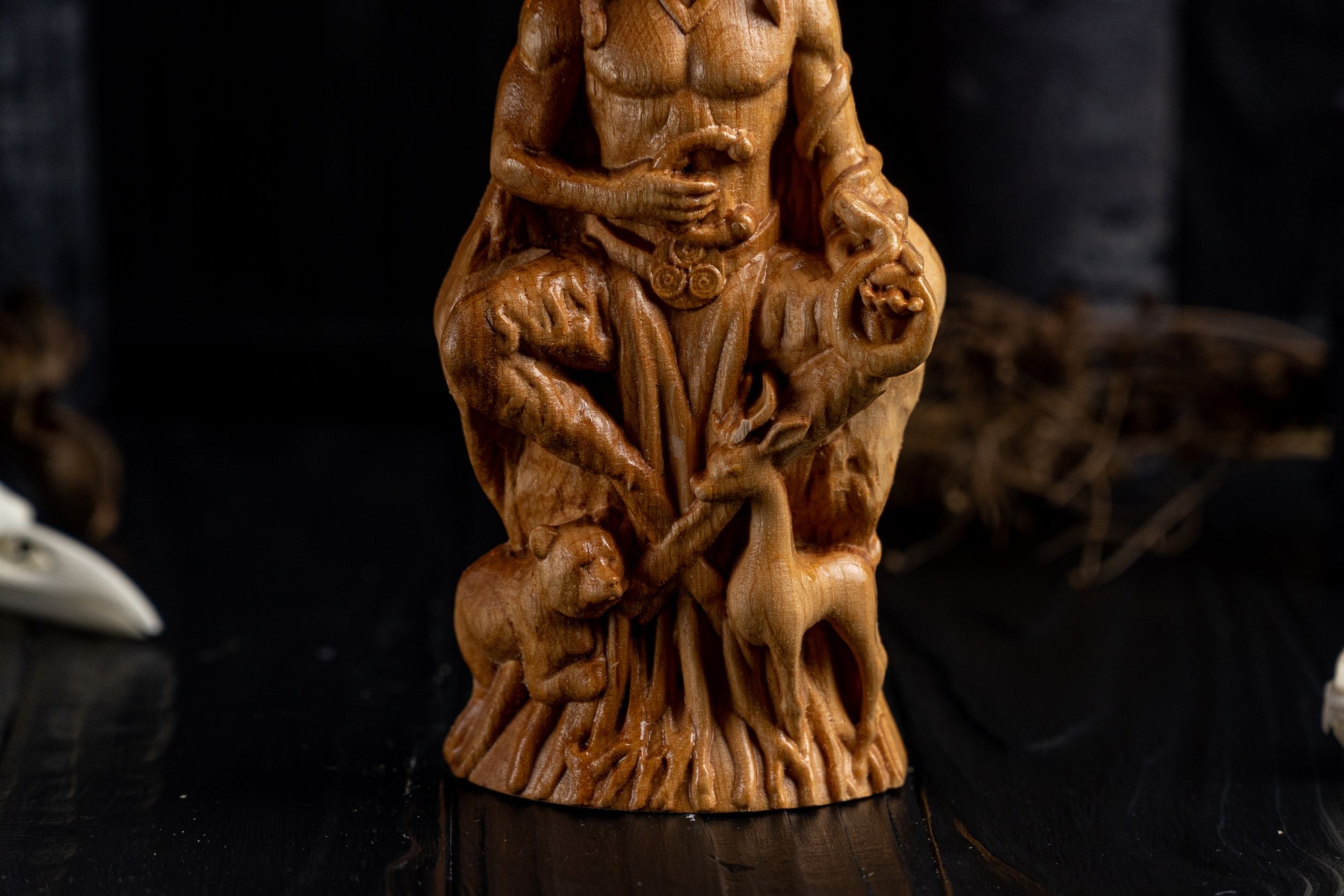 Horned god statue