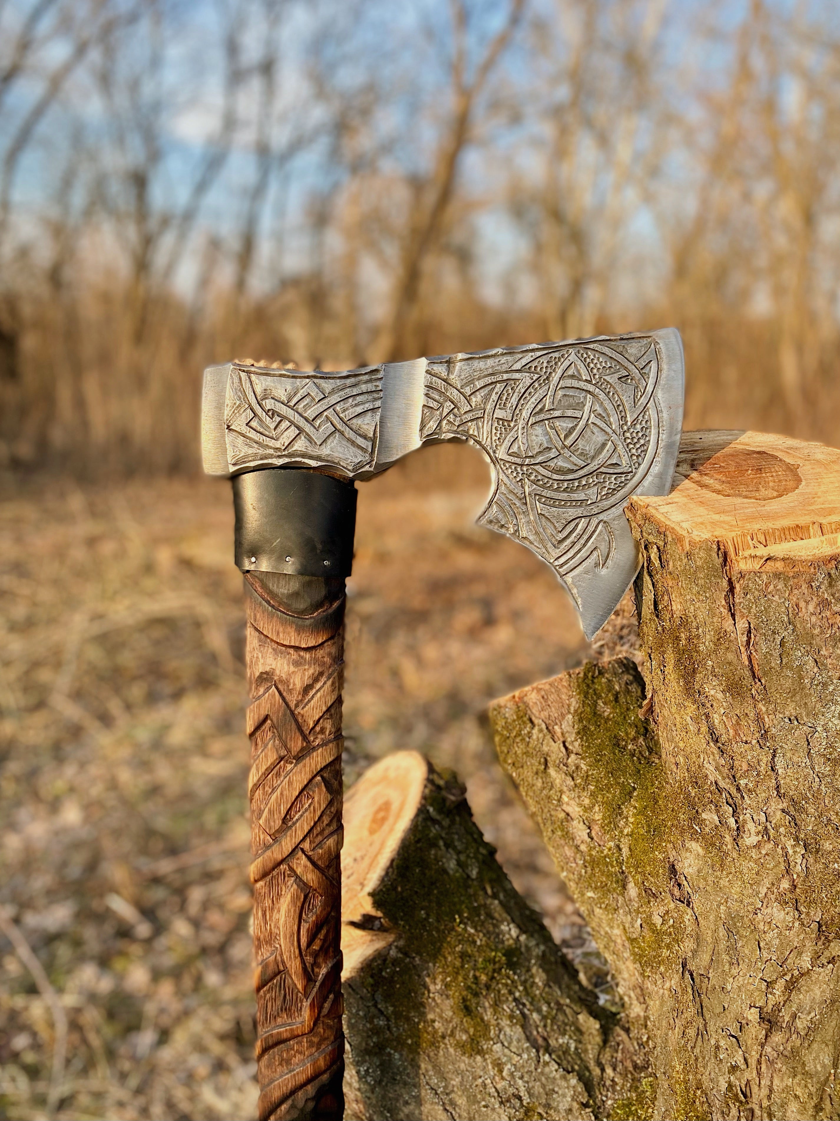 Large bearded viking axe