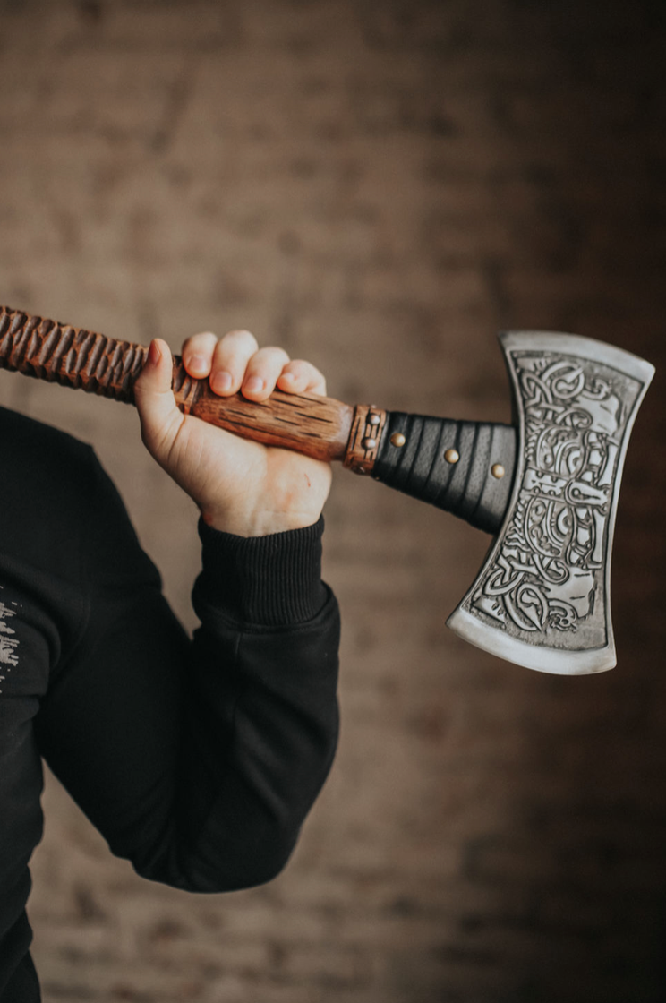 Large engraved viking axe