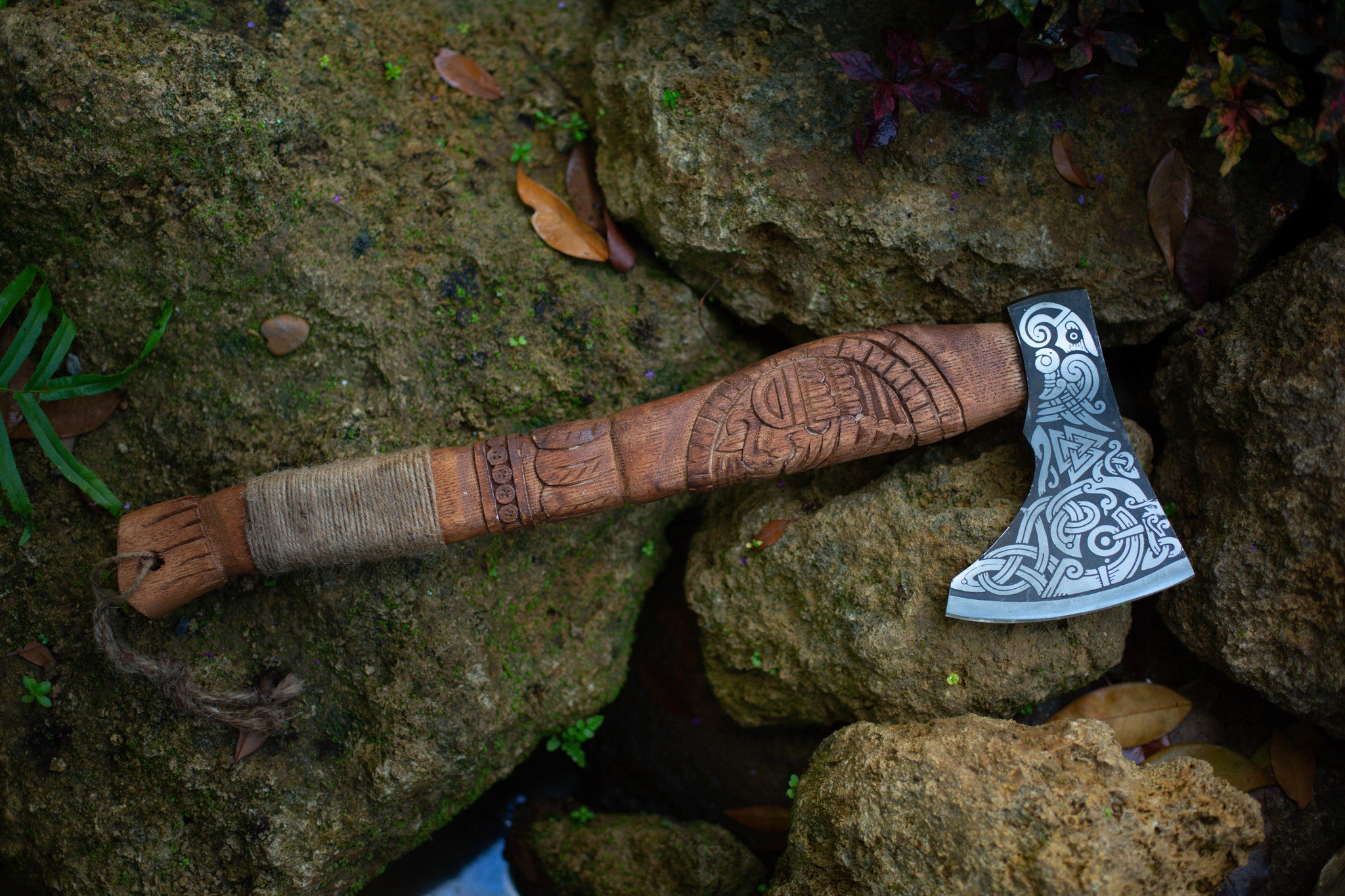 Engraved Viking axe - Raven, 7 days delivery