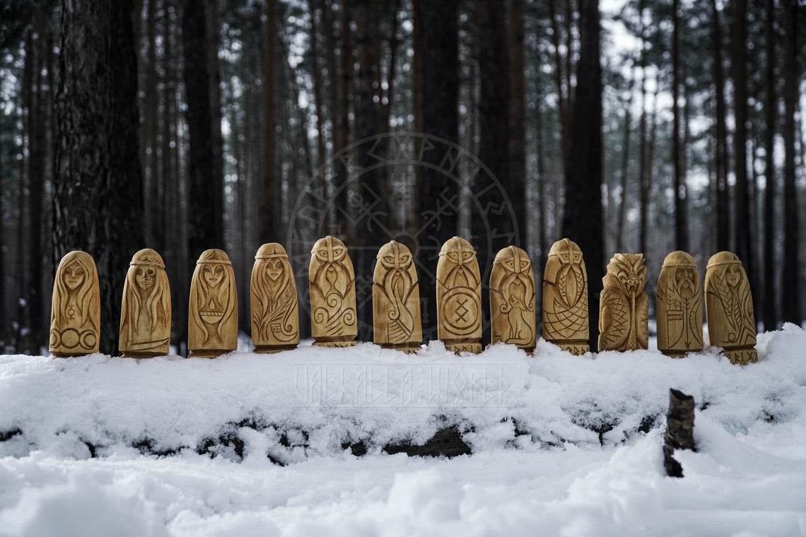 Handmade viking statues