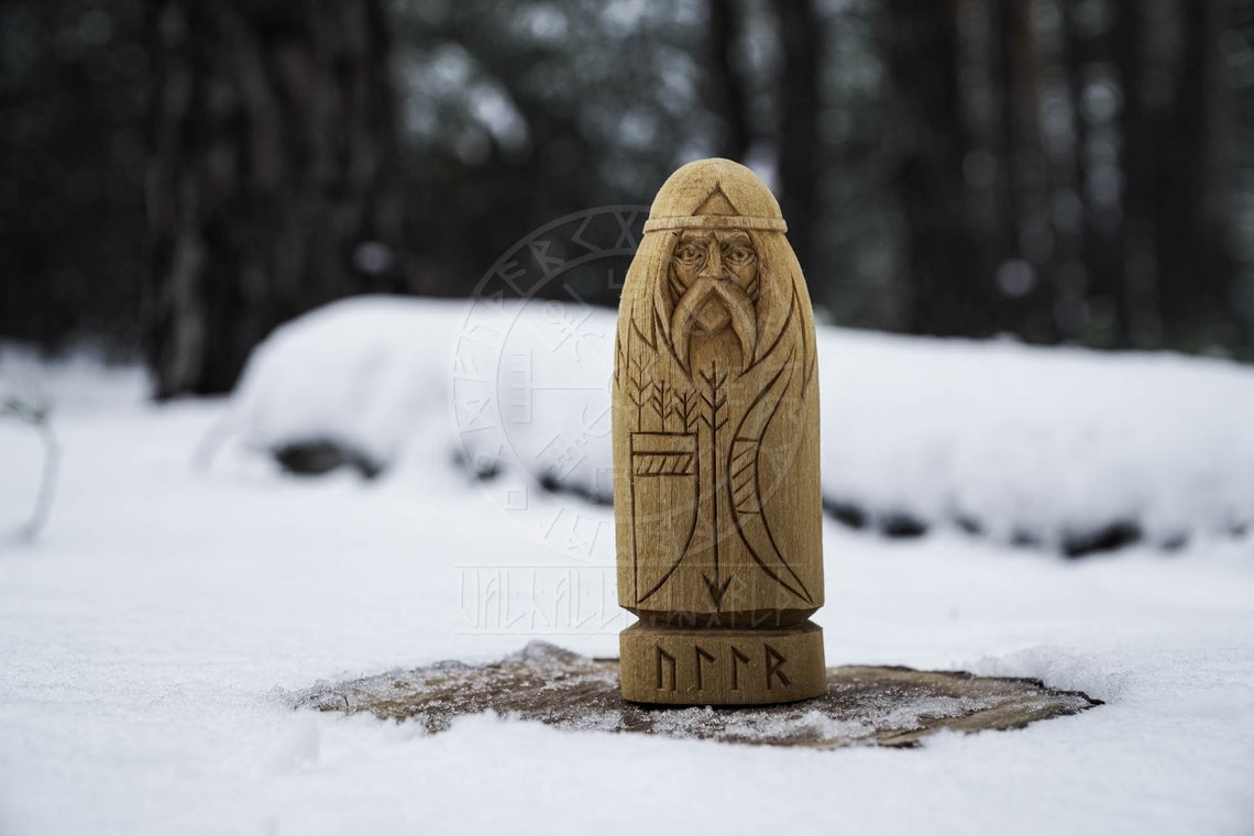 Ullr wooden statue