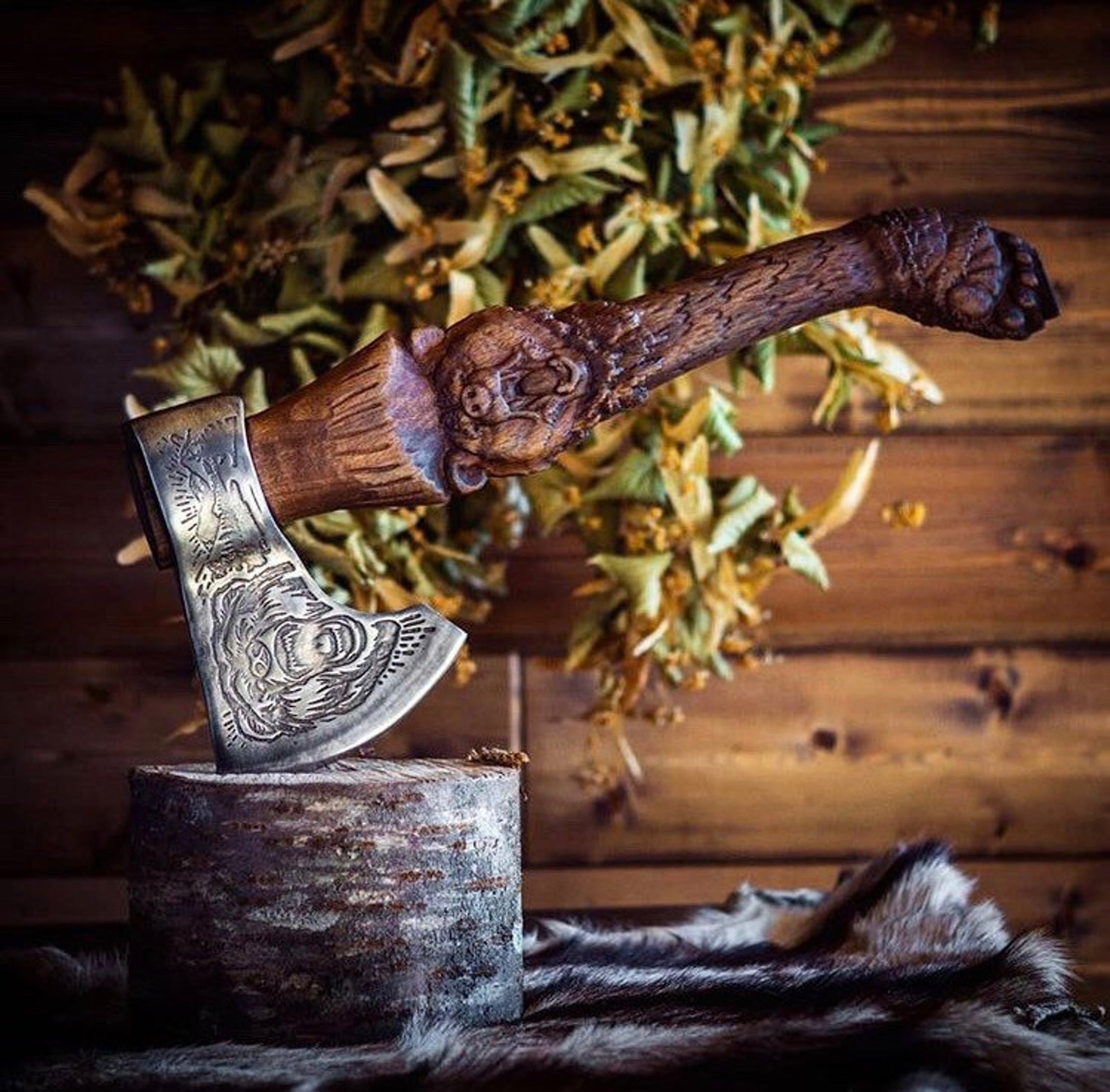 Engraved viking axe