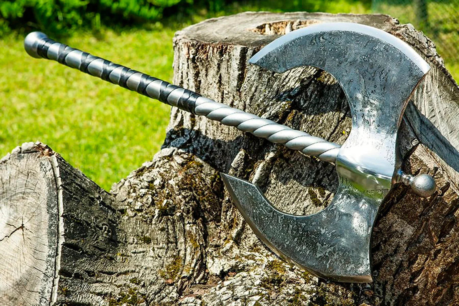 Double sided Damascus axe