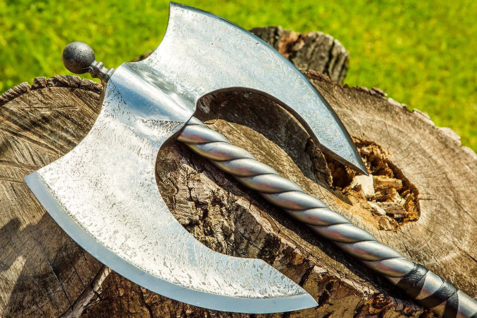 Double sided Damascus axe