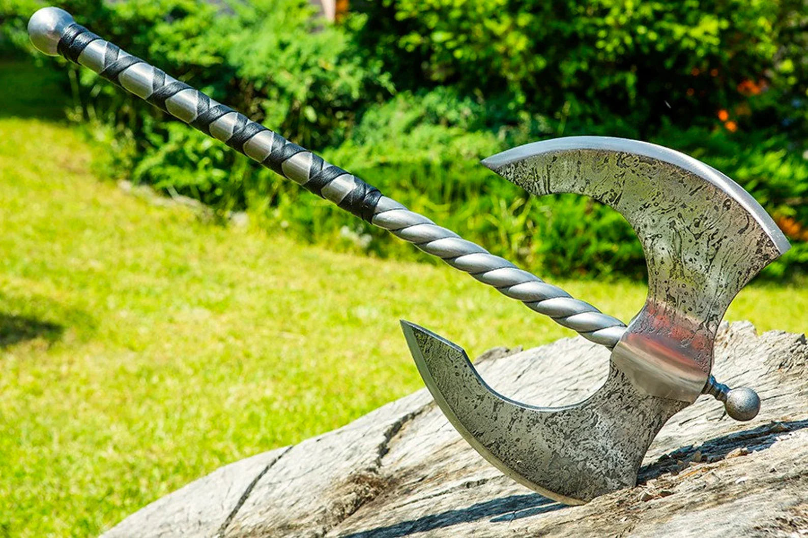 Double sided Damascus axe