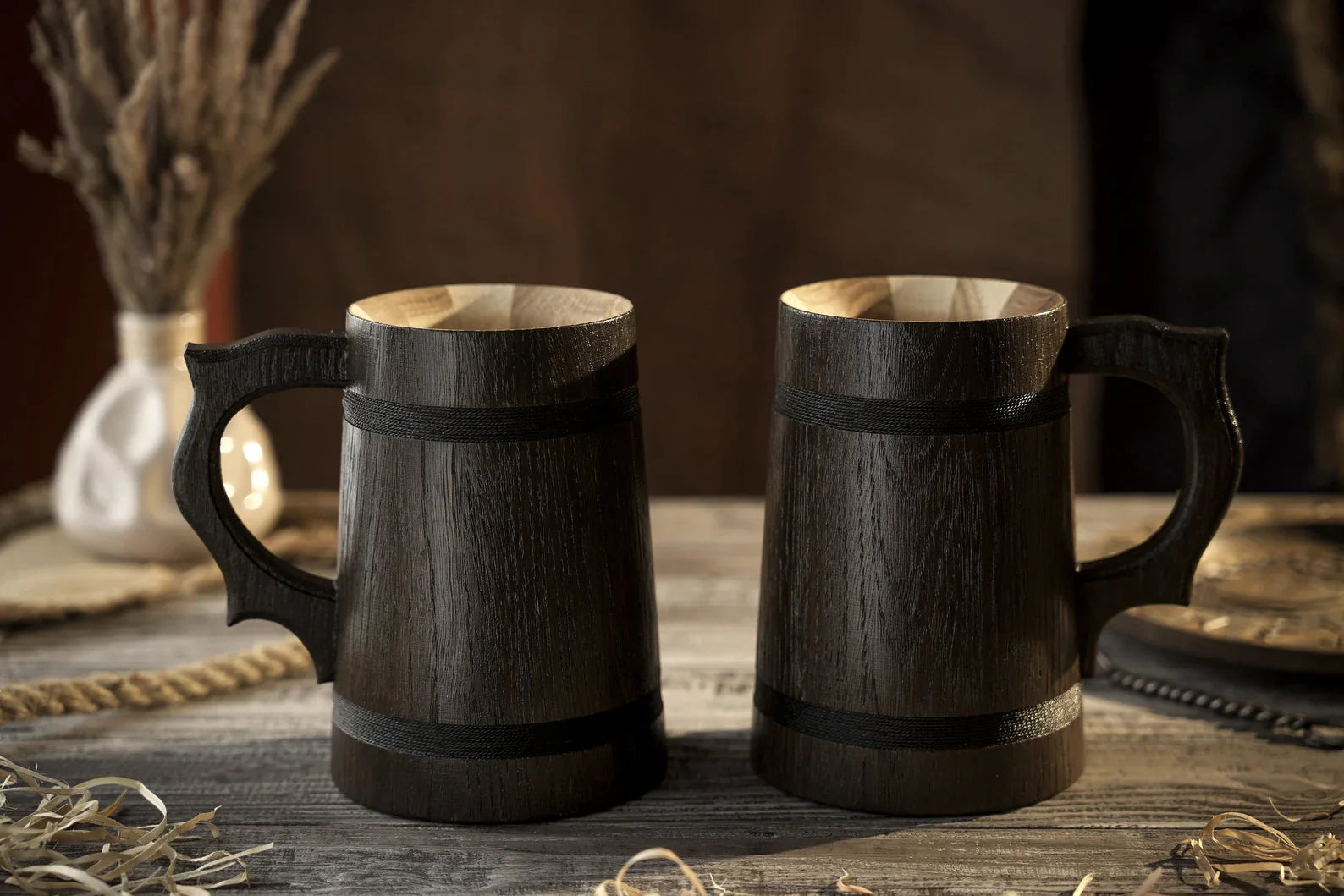 Handmade wooden beer mug