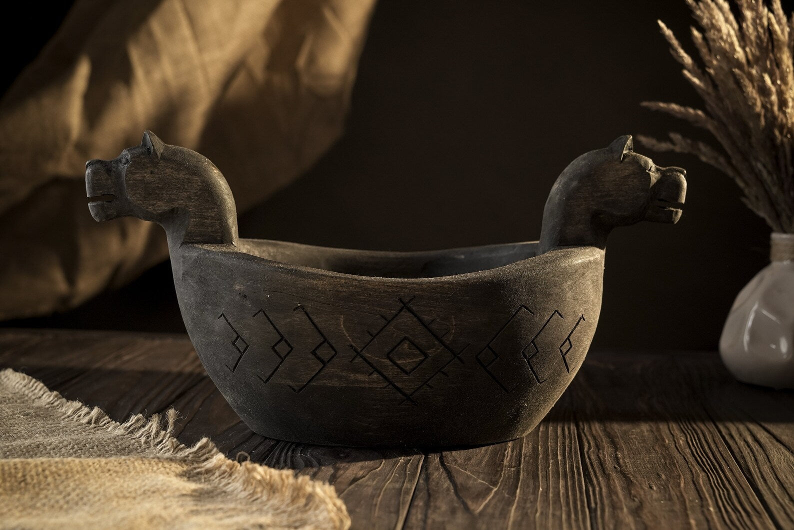 Wooden viking bowl