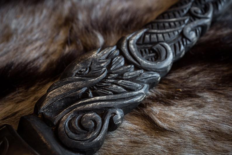 Engraved viking axe handle