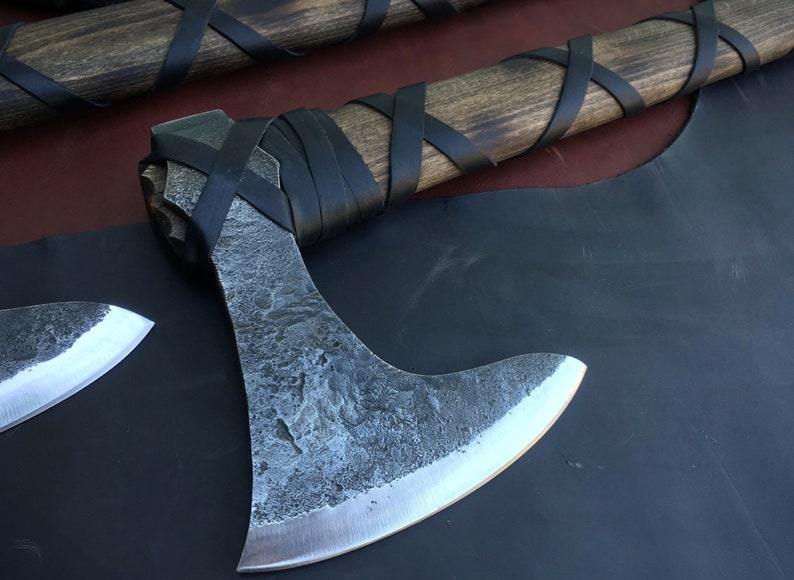 Hand forged ragnar axe