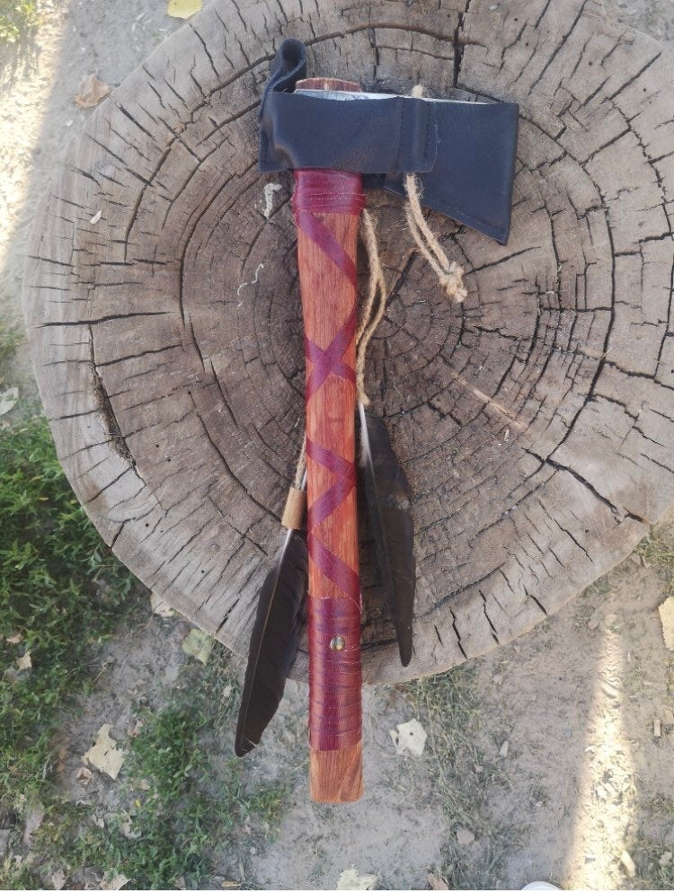 Hand forged Tomahawk axe steel handmade hatchet axe with leather case Engraved custom axe Hunting camping battle tool Father gift - Valhallaworld