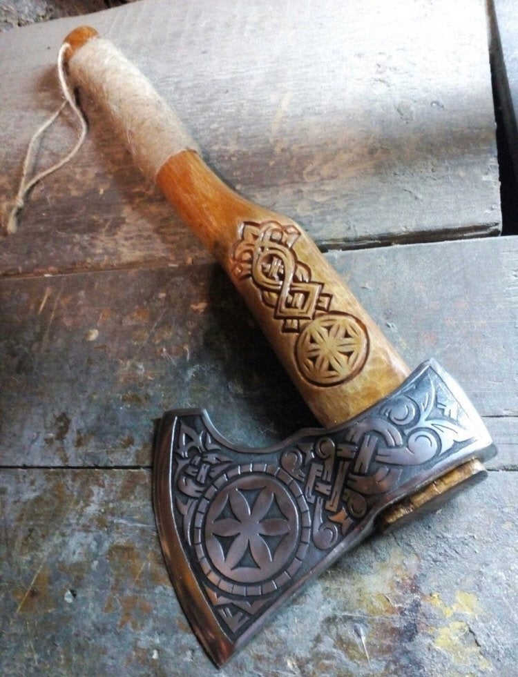 Viking axe - GROM, Battle axe, hand forged axe, war axe, goft axe, tomahawk, throwing axe, christmas in july, iron gift, handmade gift - Valhallaworld