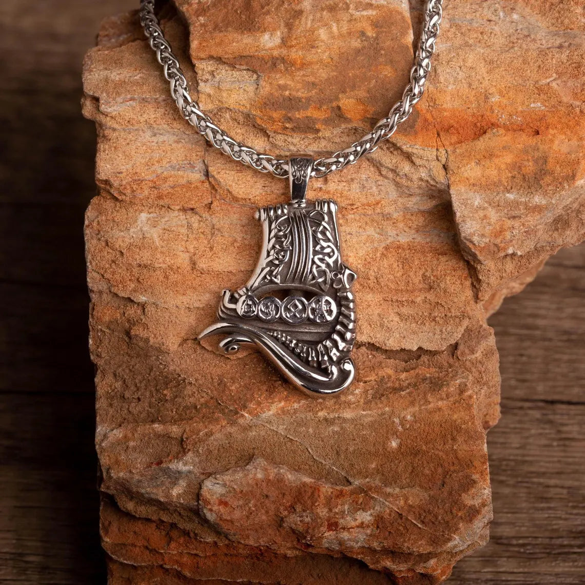 Viking ship necklace