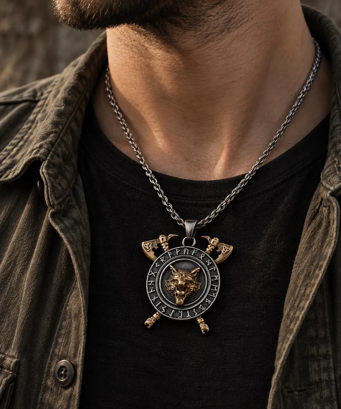 Viking style wolf necklace
