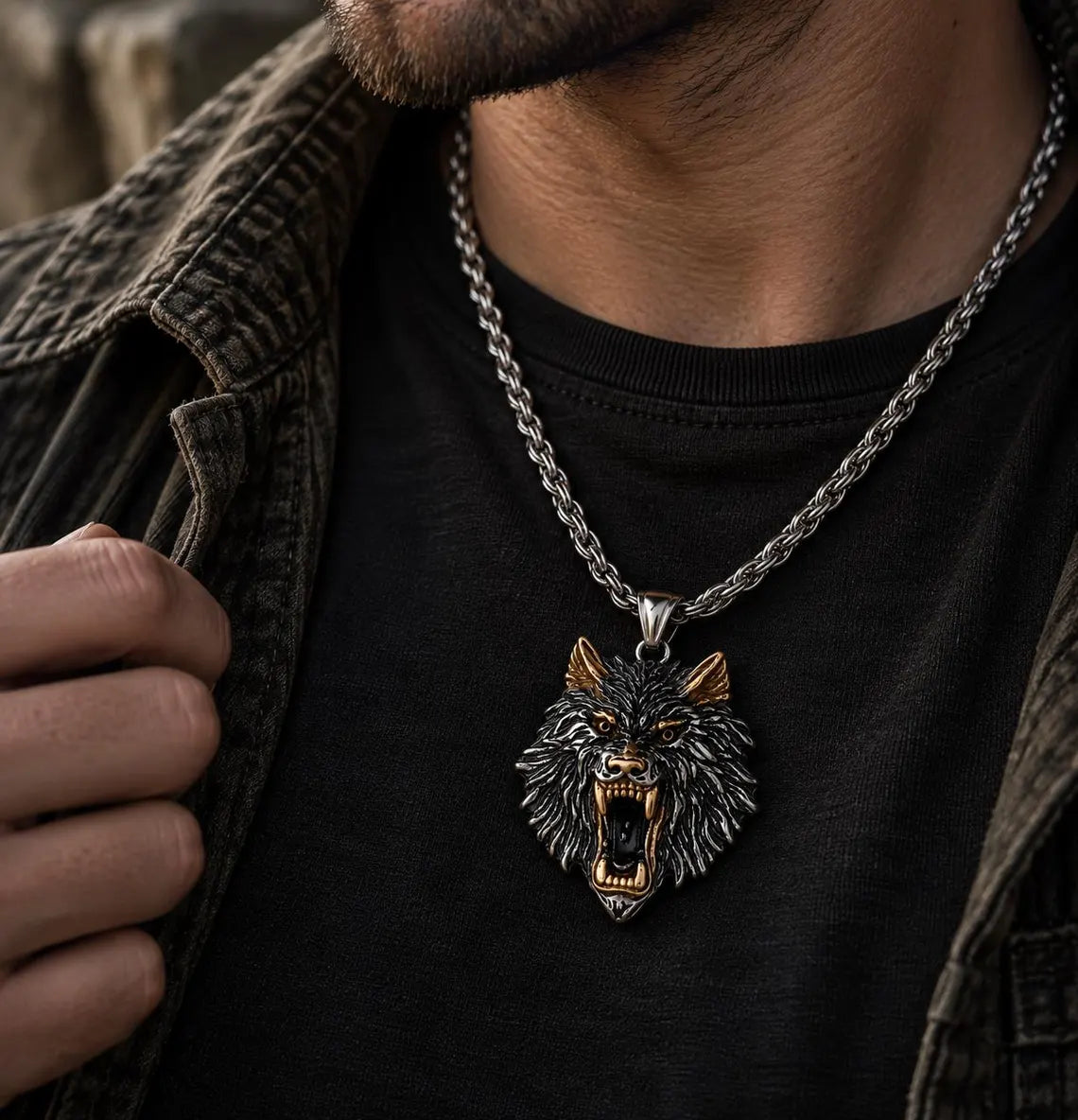 Wolf head pendant