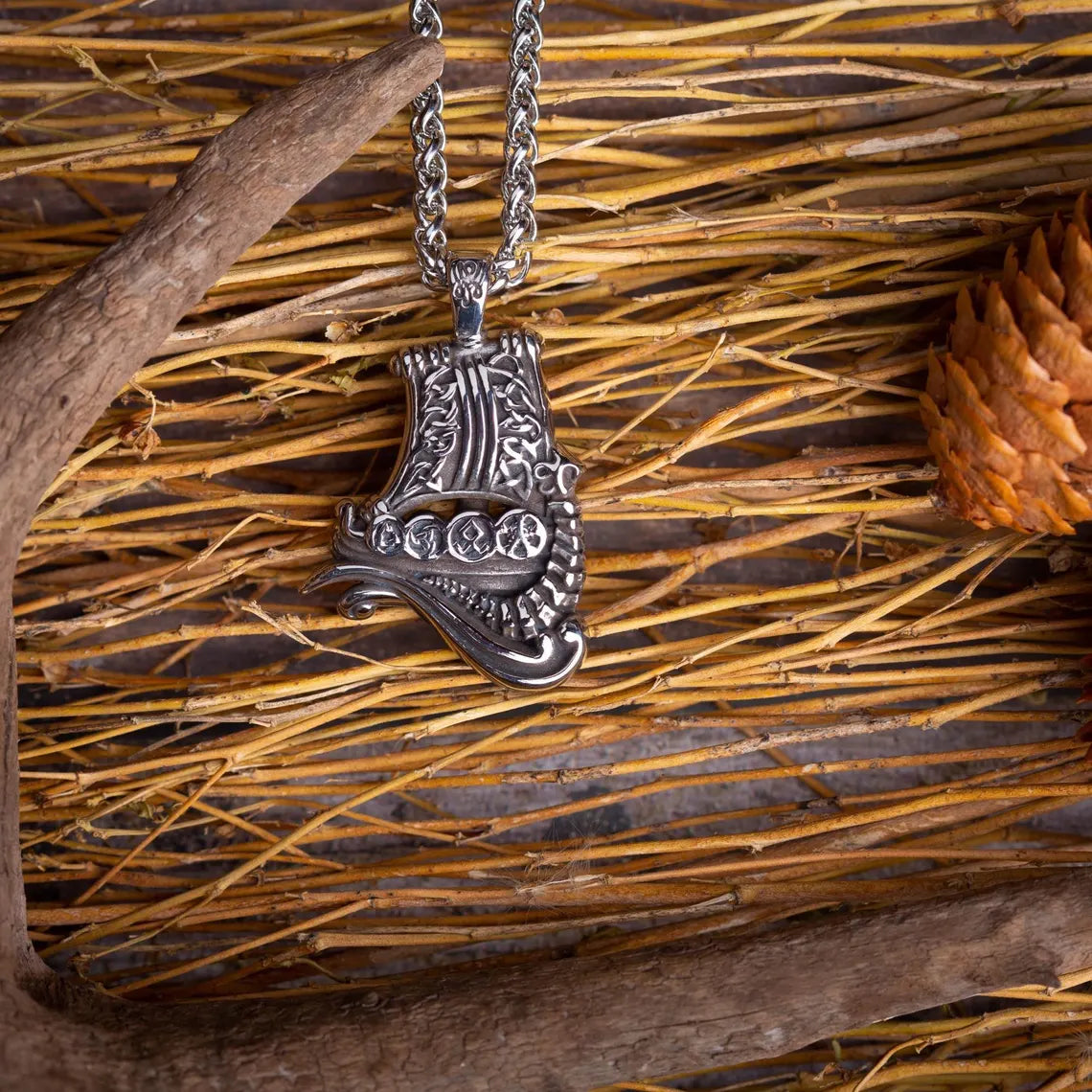 Viking ship necklace