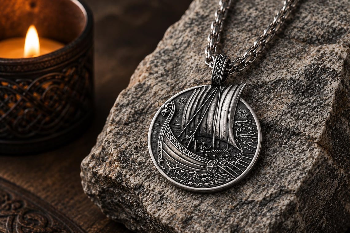 Viking ship pendant