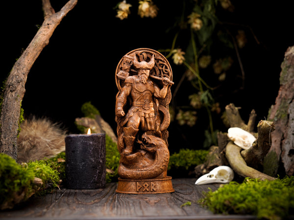 Dragon Jörmungandr, Norse pagan gods, Wooden wood carving – Art Carving Shop