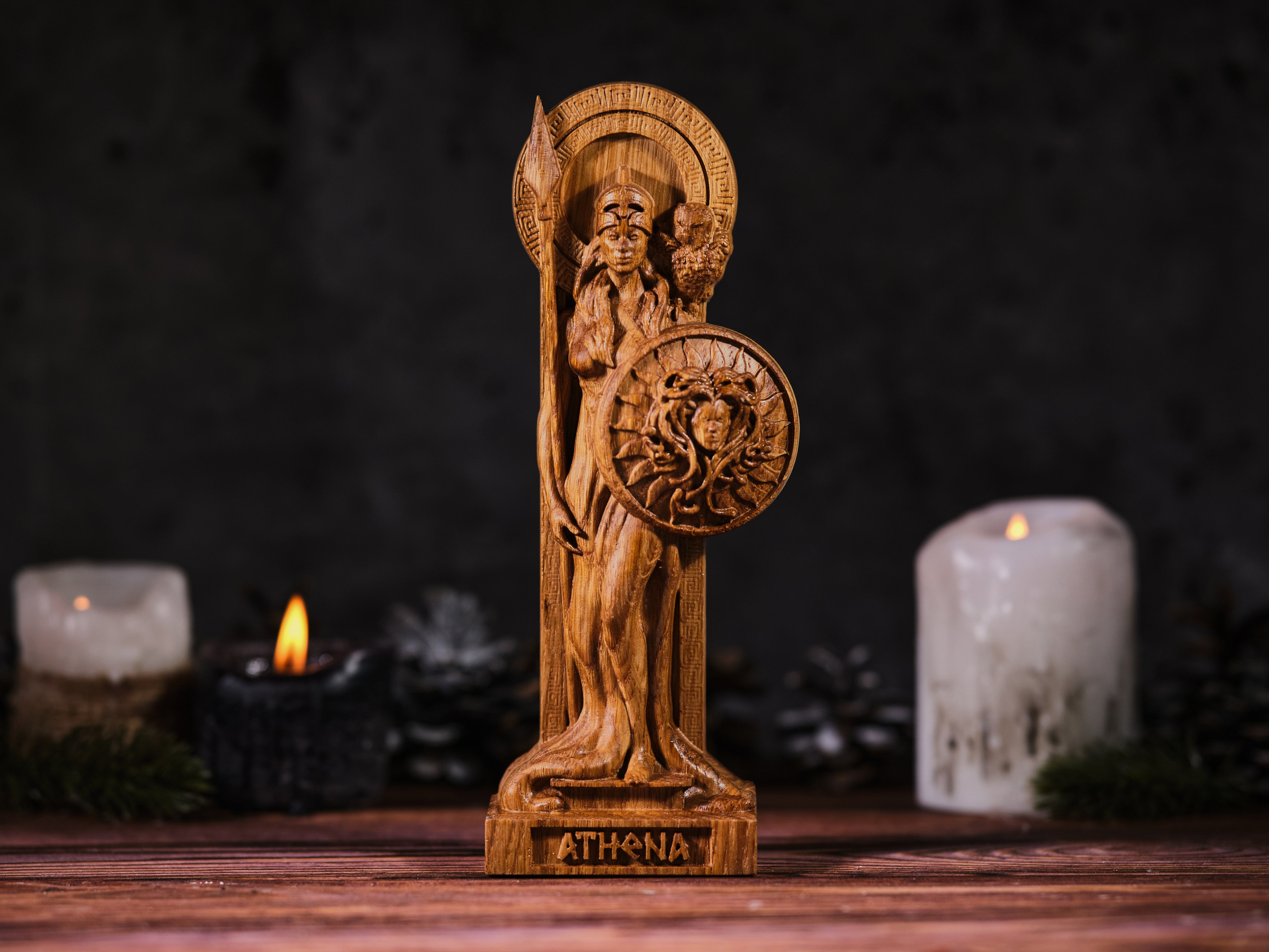 Oak Athena Greek Statue