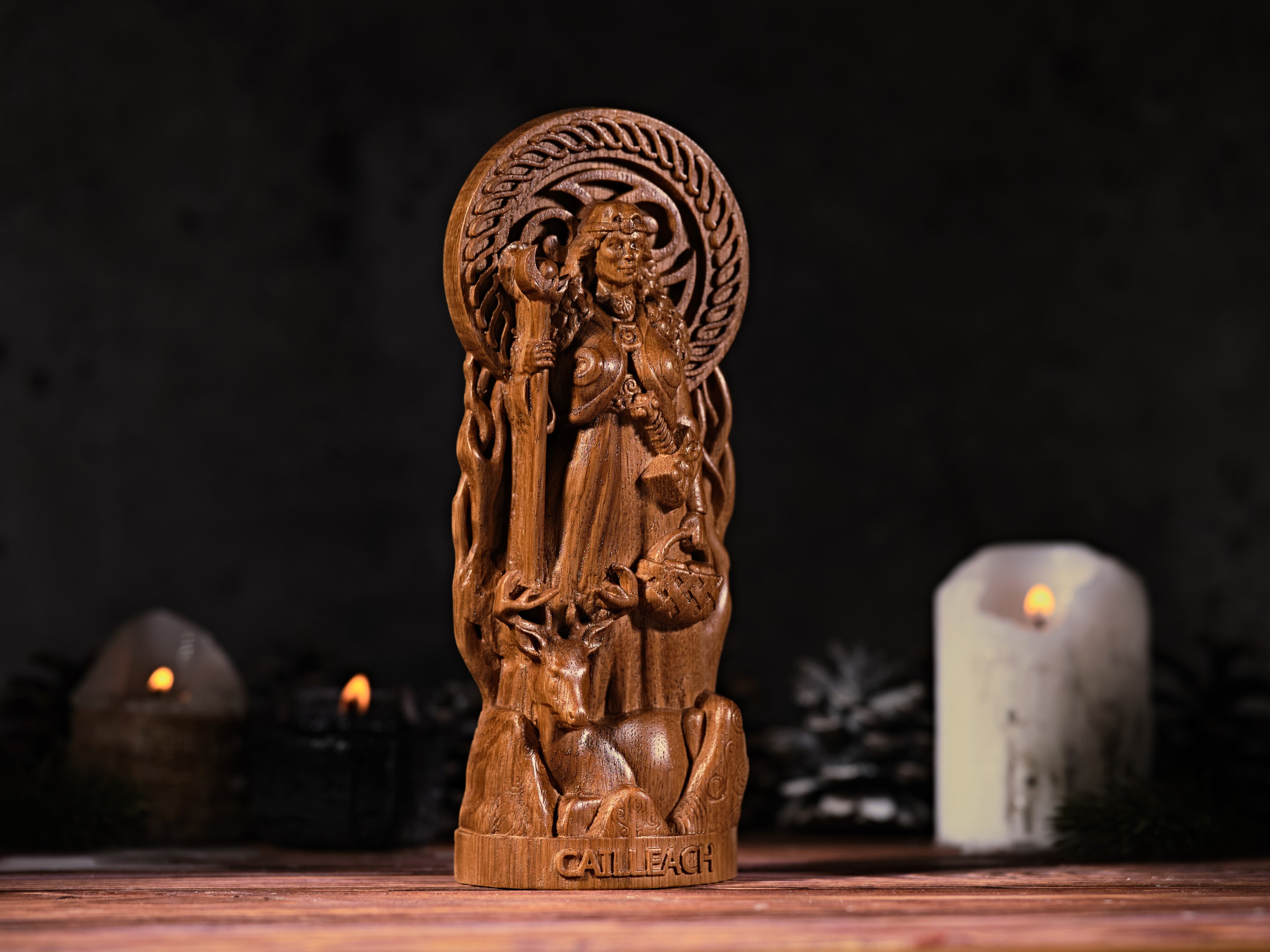 Oak Cailleach Celtic statue
