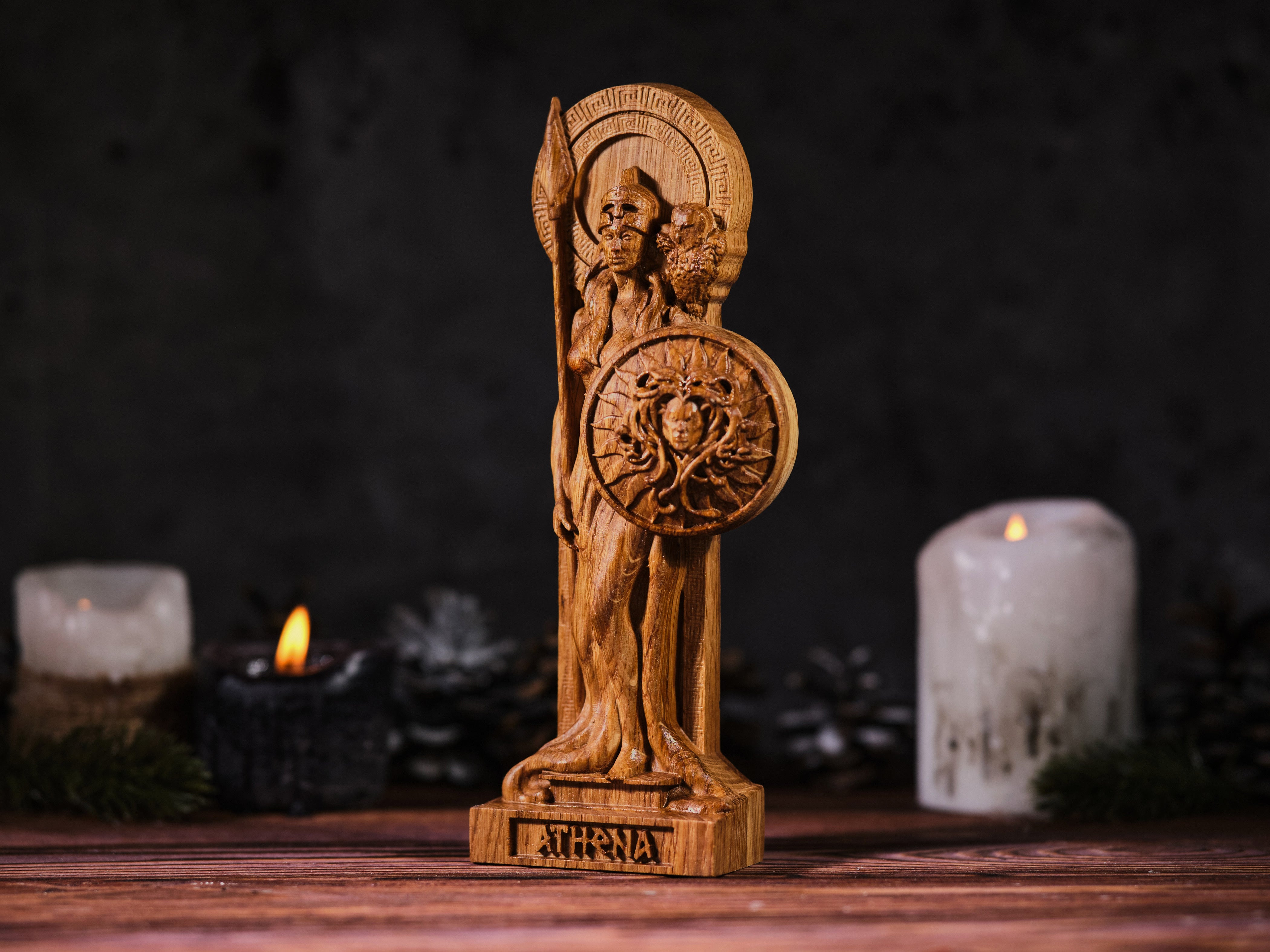 Oak Athena Greek Statue