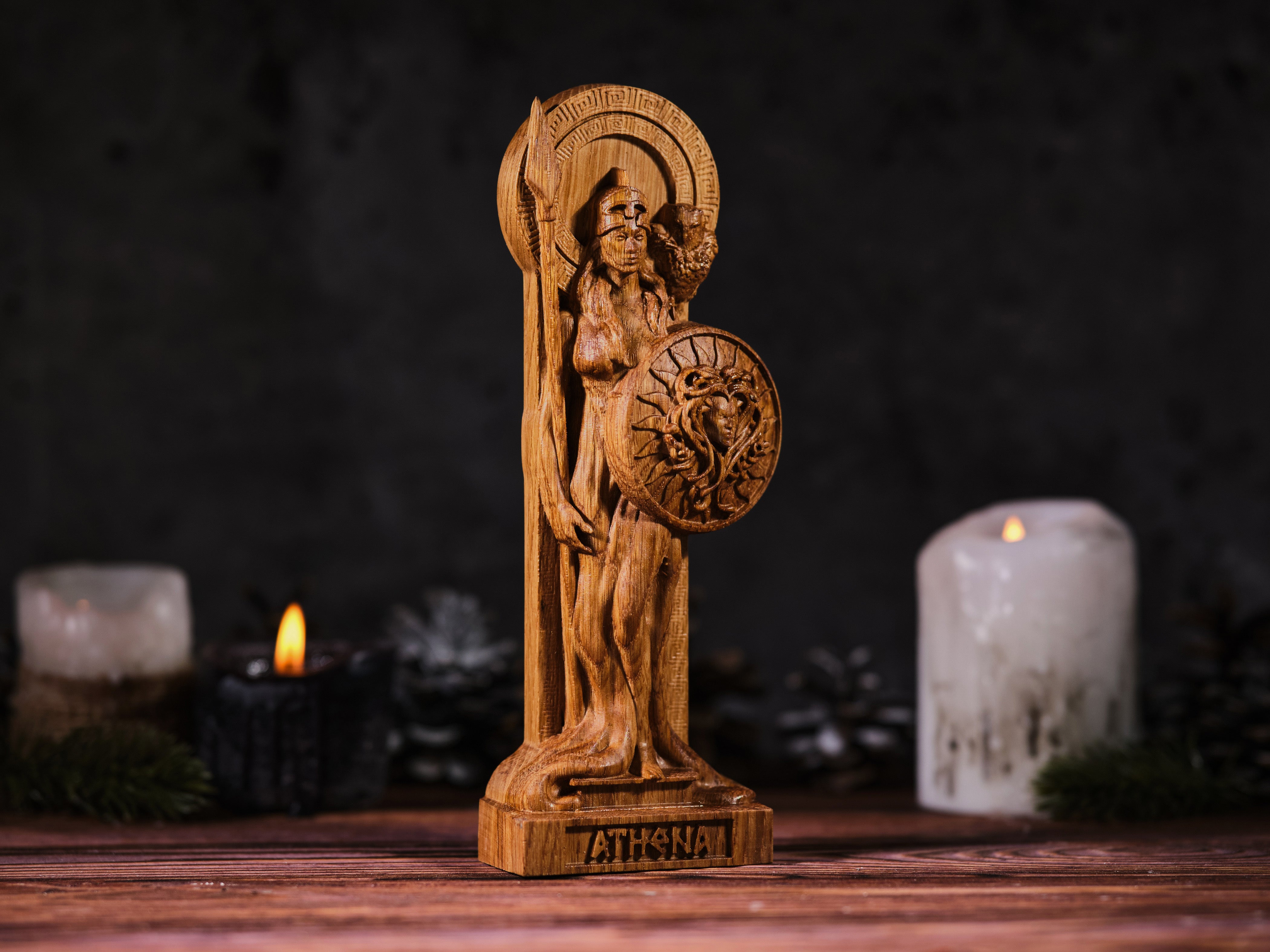 Oak Athena Greek Statue