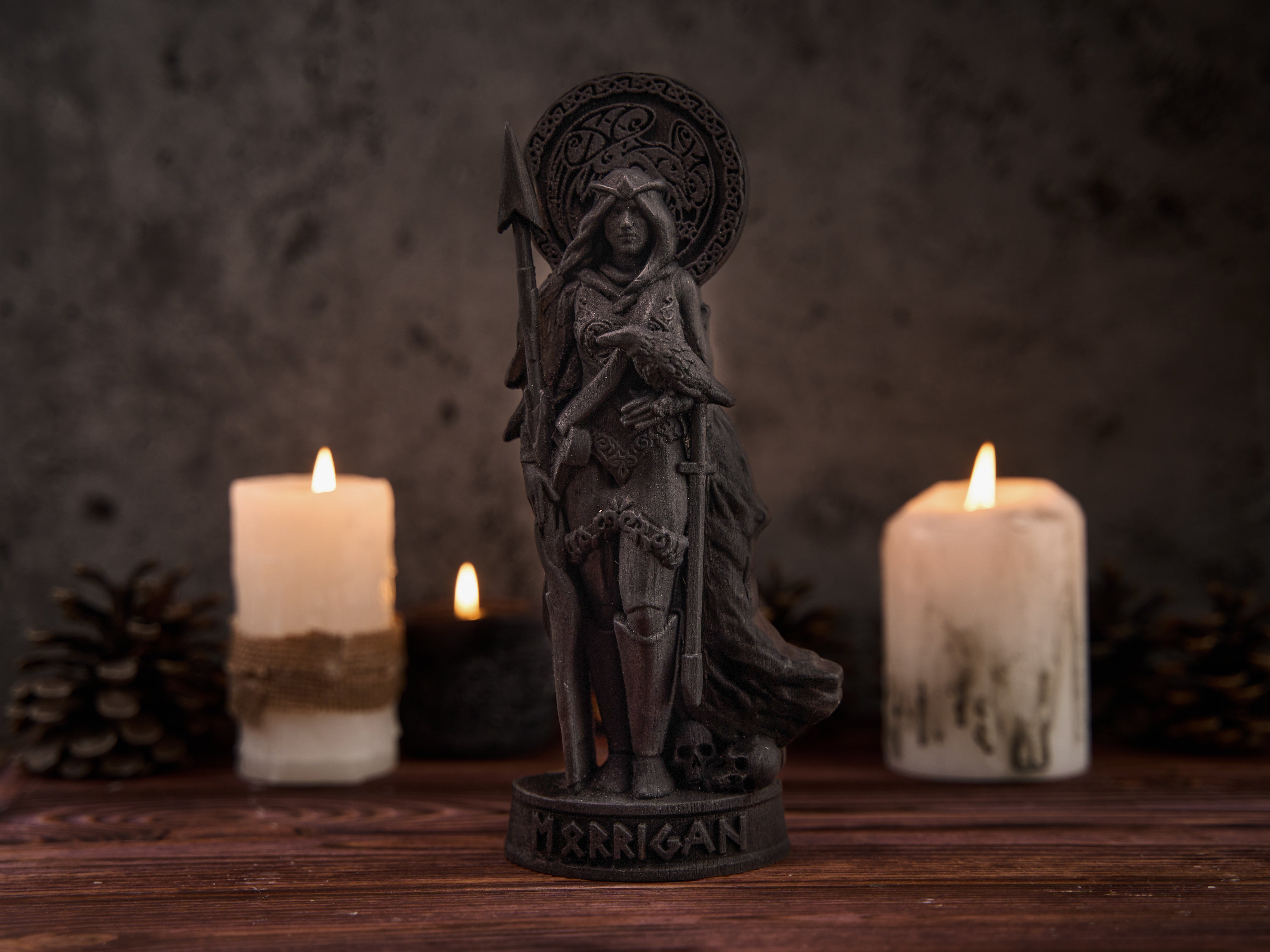Oak Morrigan Black Celtic statue