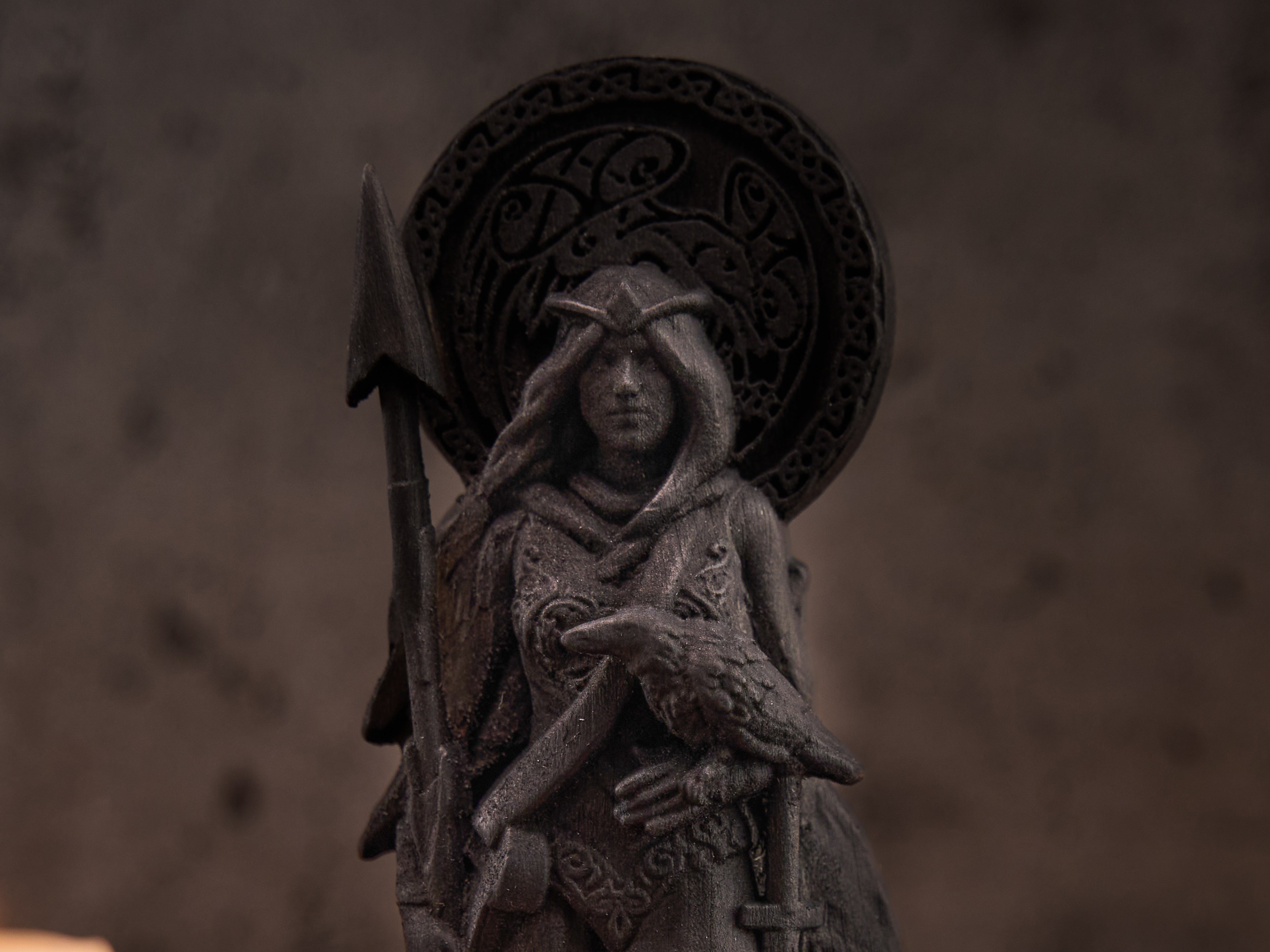 Oak Morrigan Black Celtic statue