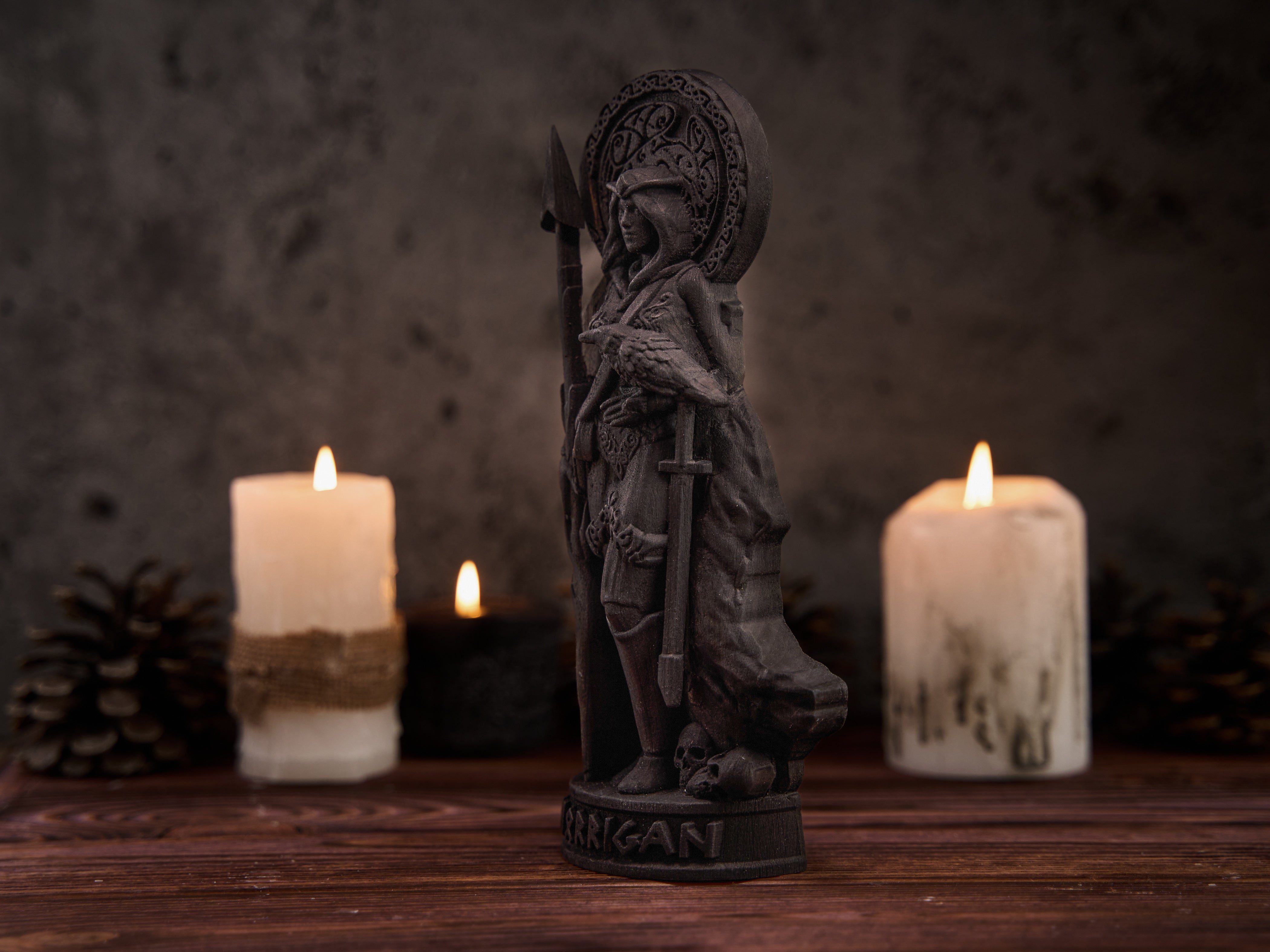 Oak Morrigan Black Celtic statue
