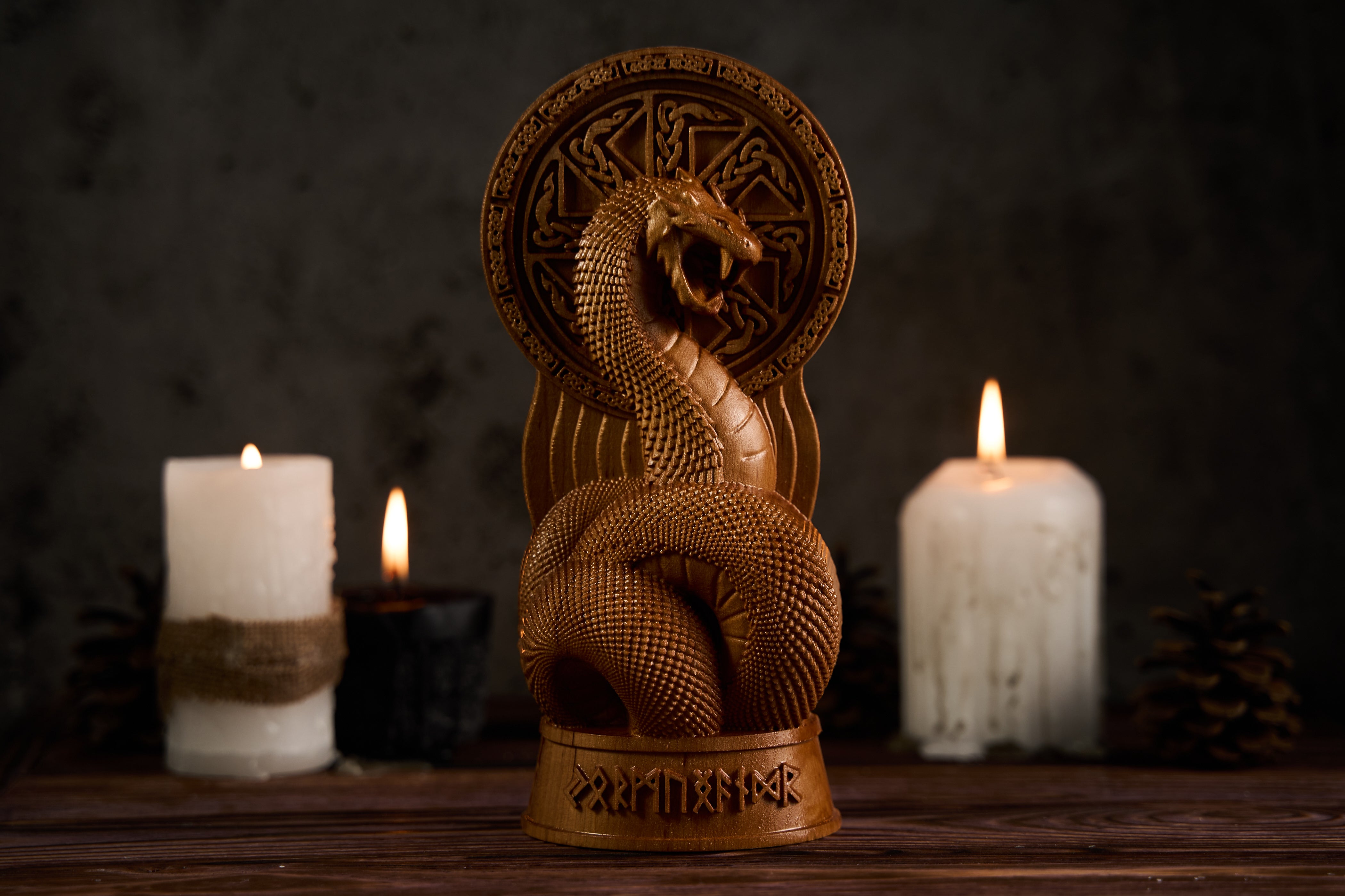 Oak Jormungandr Norse Statue