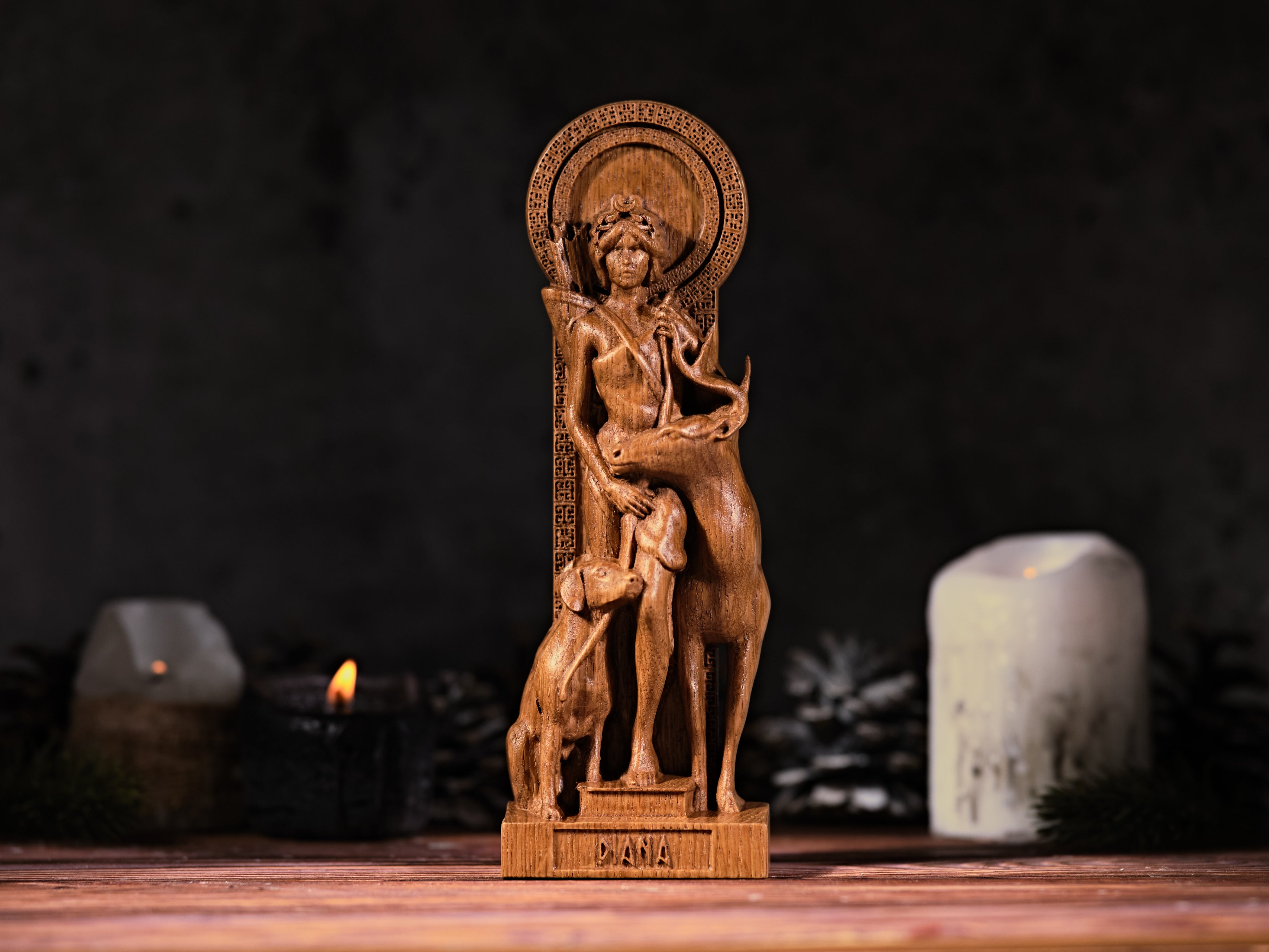 Oak Diana Roman Statue