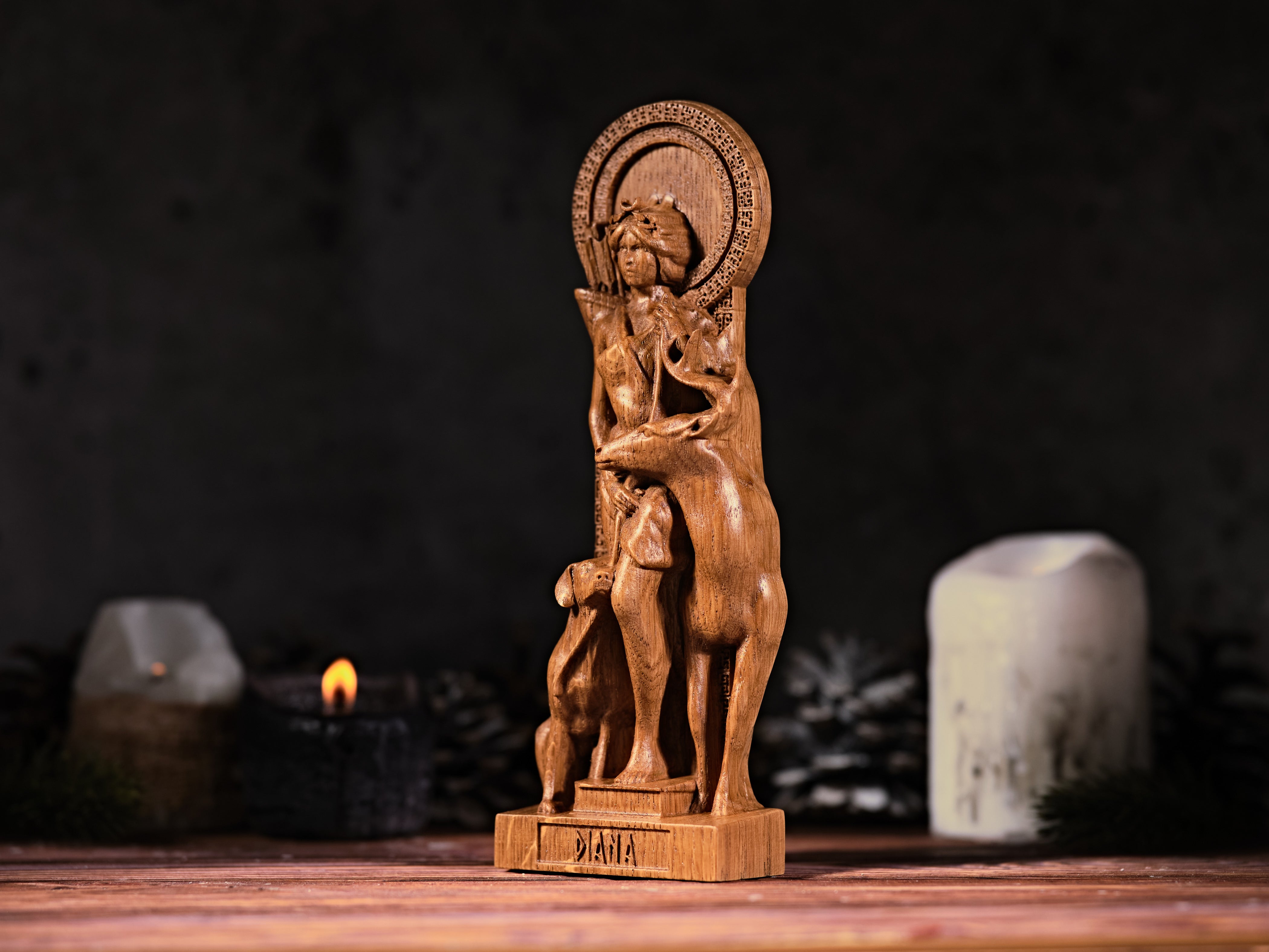 Oak Diana Roman Statue