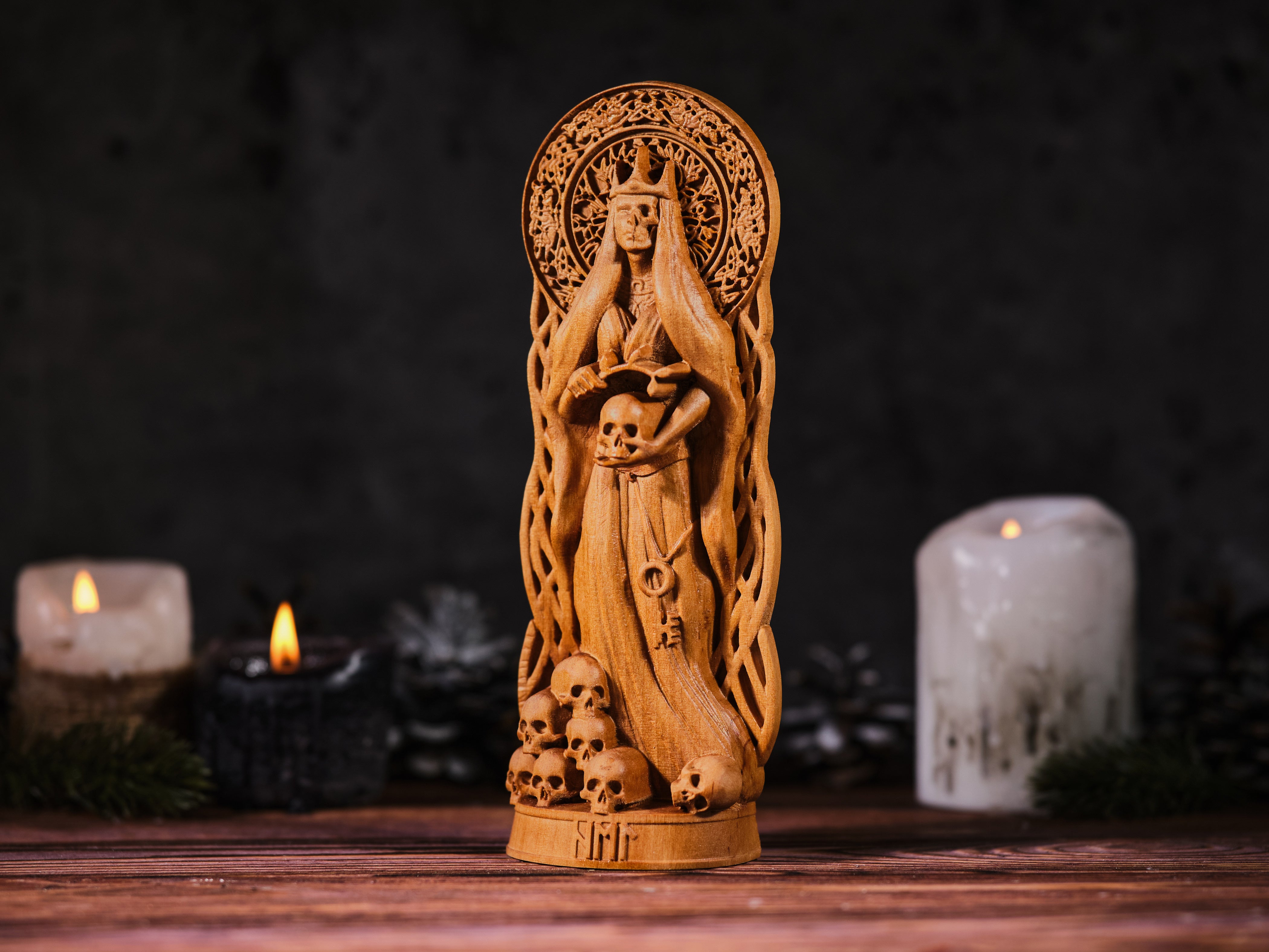 Oak Hel Norse Statue