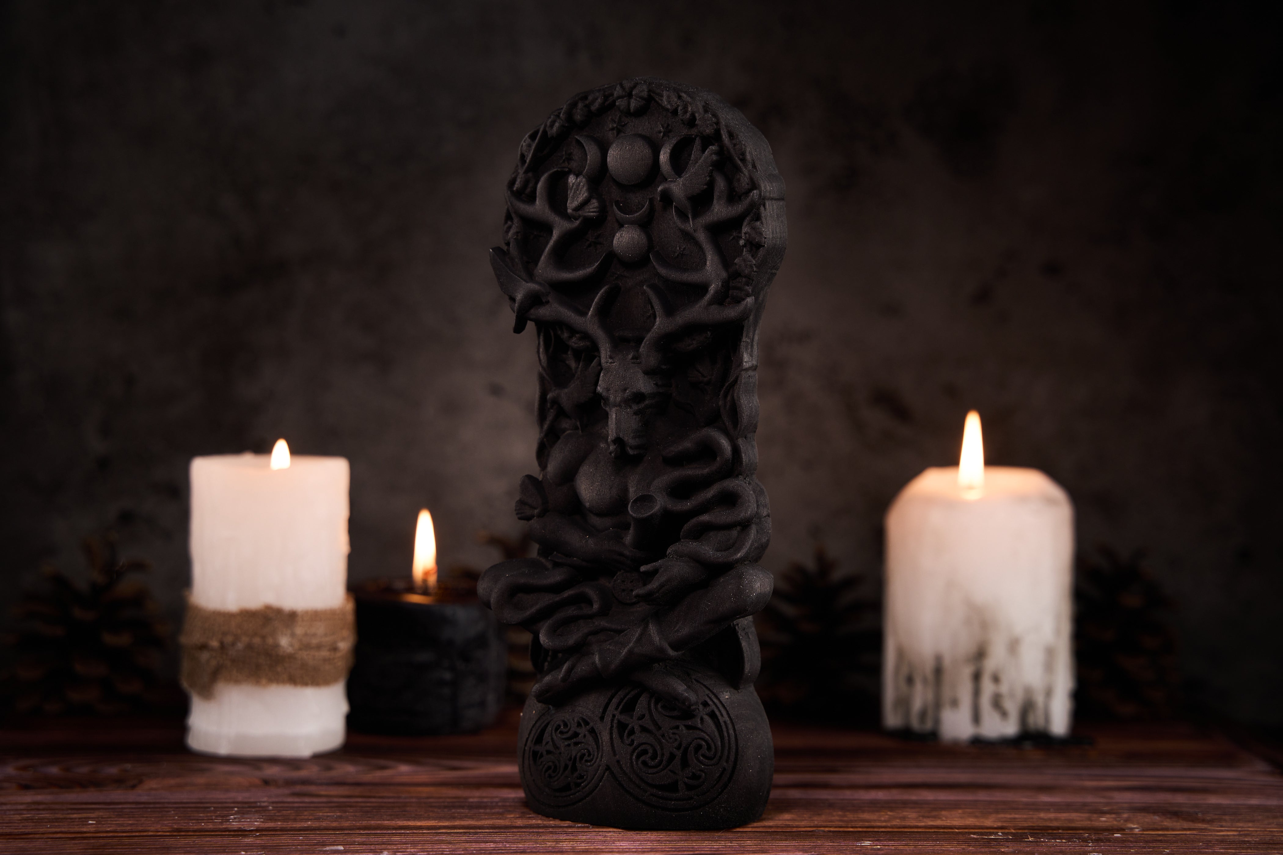 Oak Cernunnos Black Celtic statue