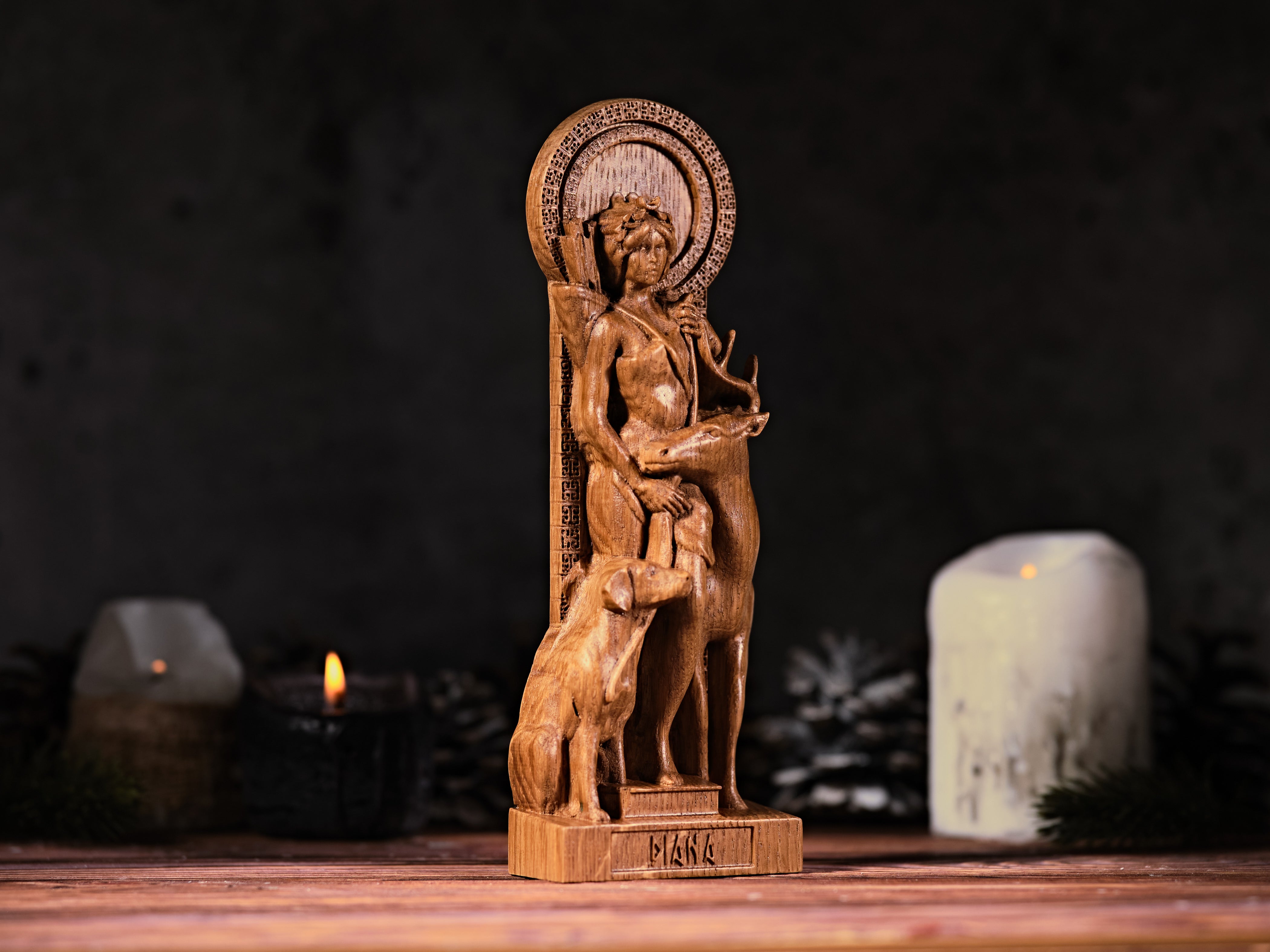 Oak Diana Roman Statue